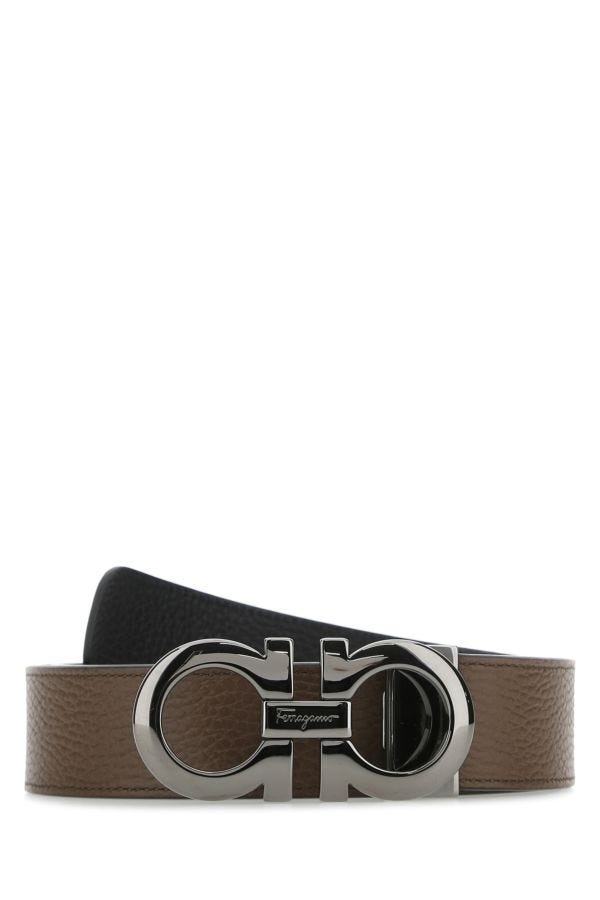 Salvatore Ferragamo Man Brown Leather Reversible Belt - 1