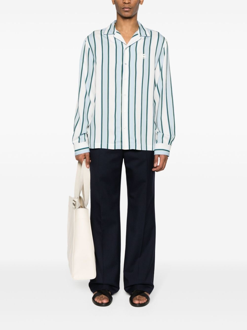 camp-collar striped shirt - 2