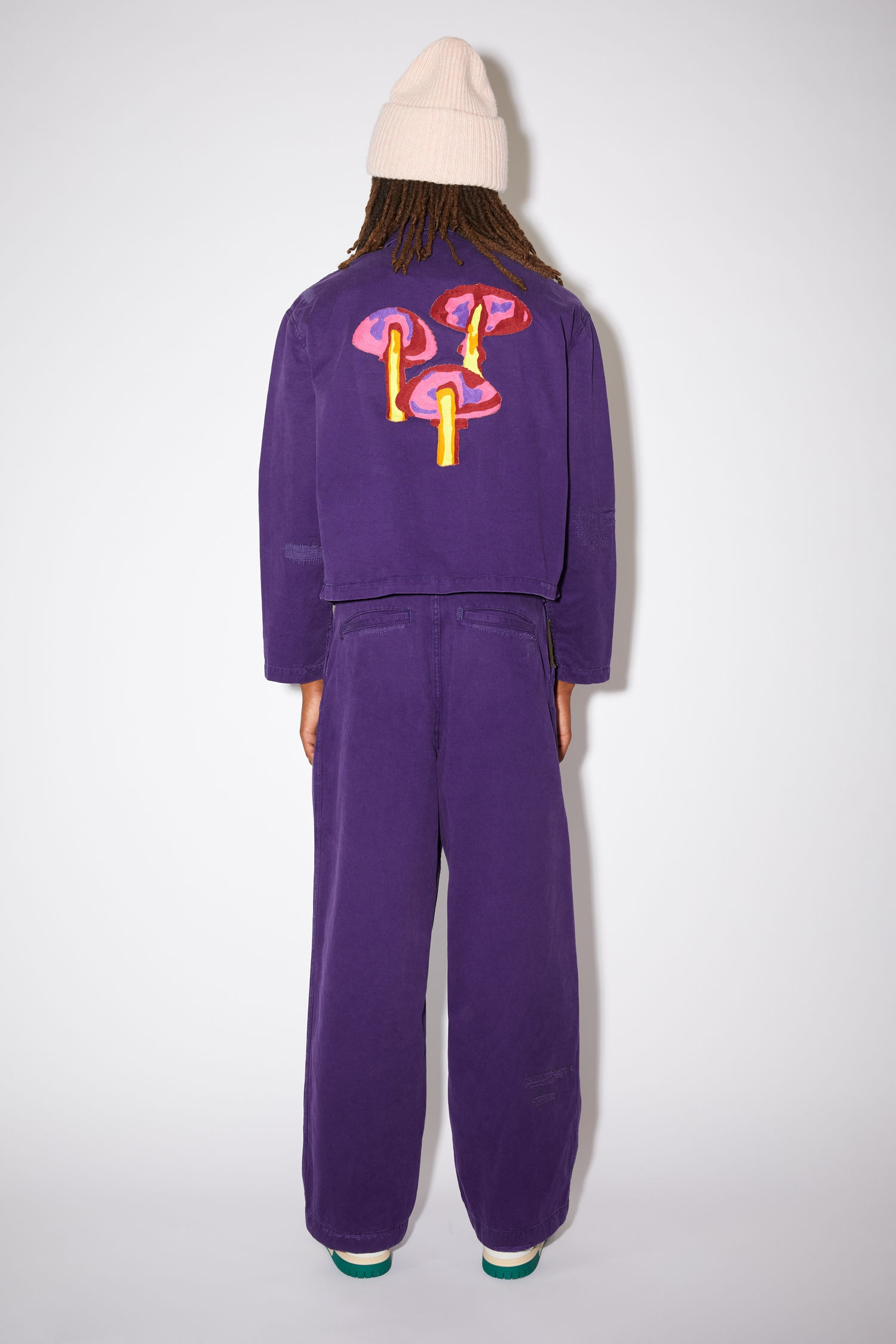 Embroidered zip jacket - Purple - 3