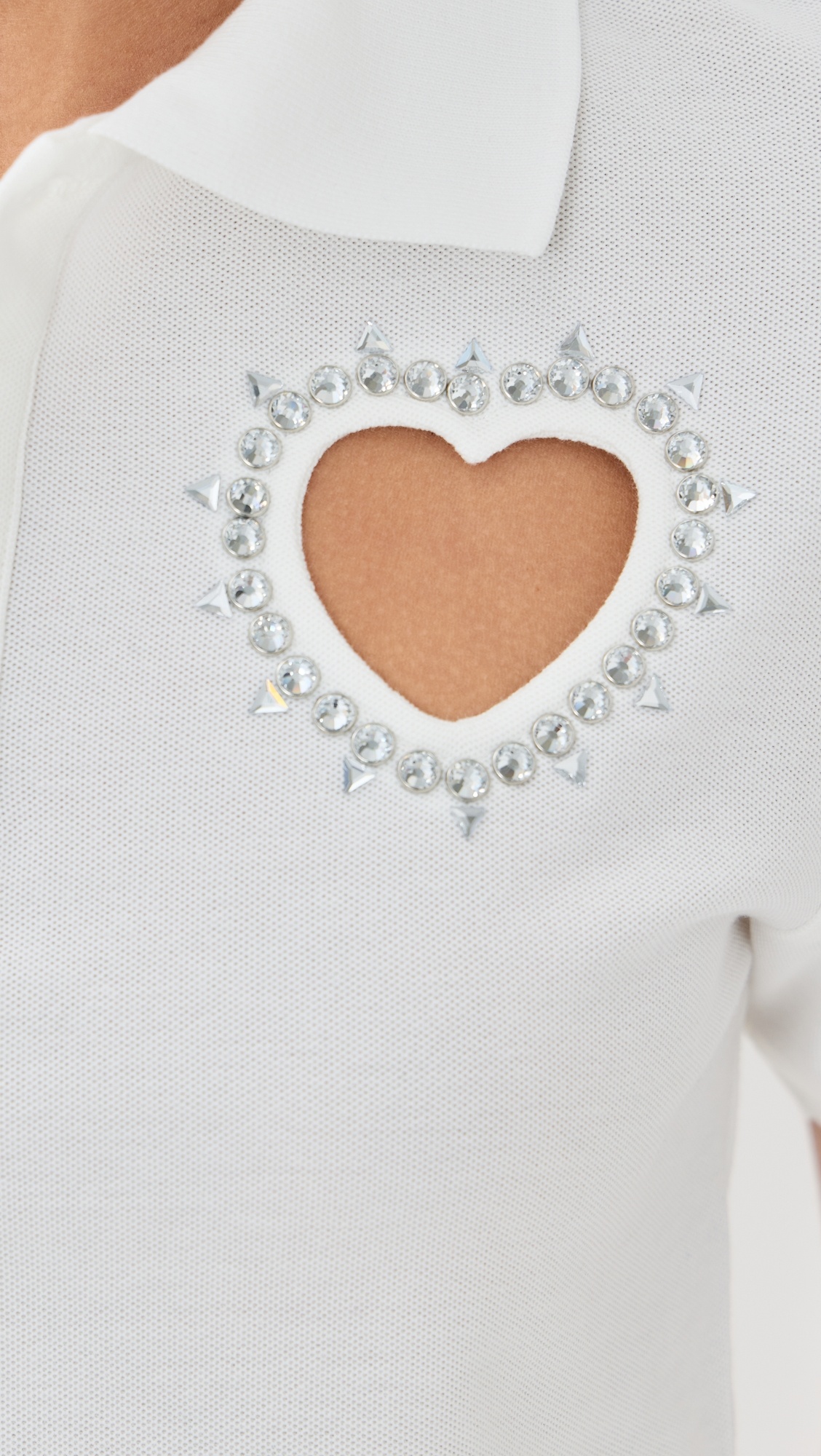 Crystal Heart Cutout Cropped Polo - 5
