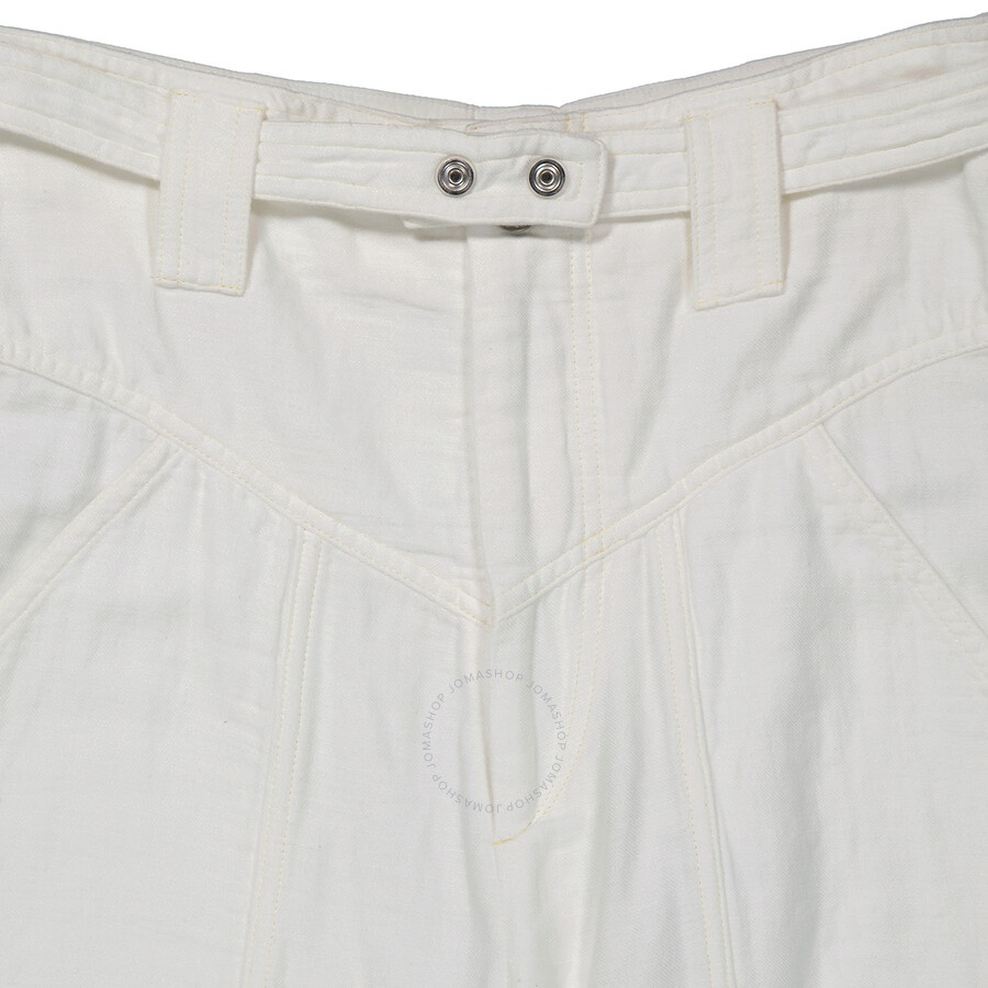 Isabel Marant Ladies White Kaori Wide-Leg Cotton Linen Pants - 7