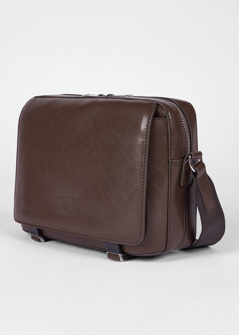 Paul Smith Small Brown Leather Messenger Bag outlook