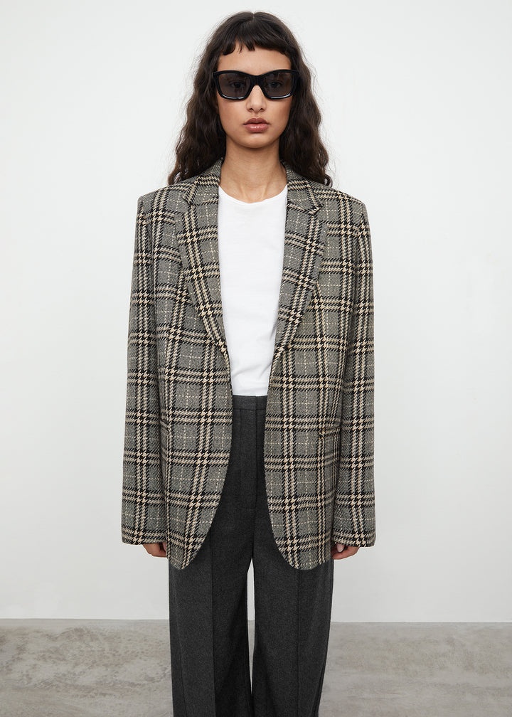 Wide lapel blazer check - 3