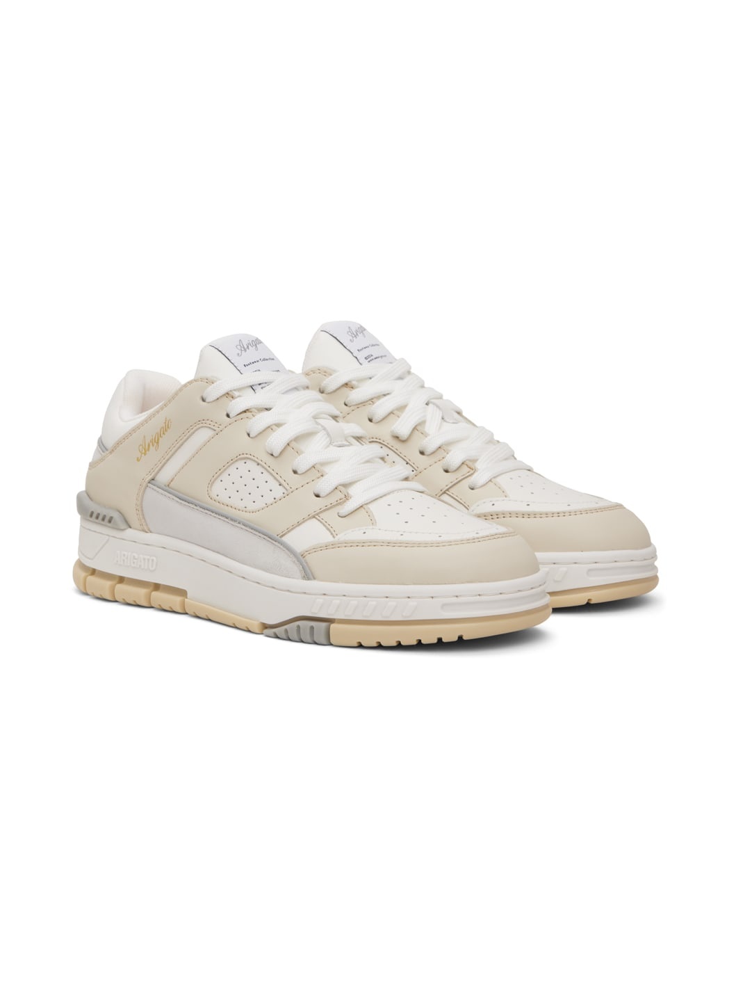 White & Beige Area Lo Sneakers - 4
