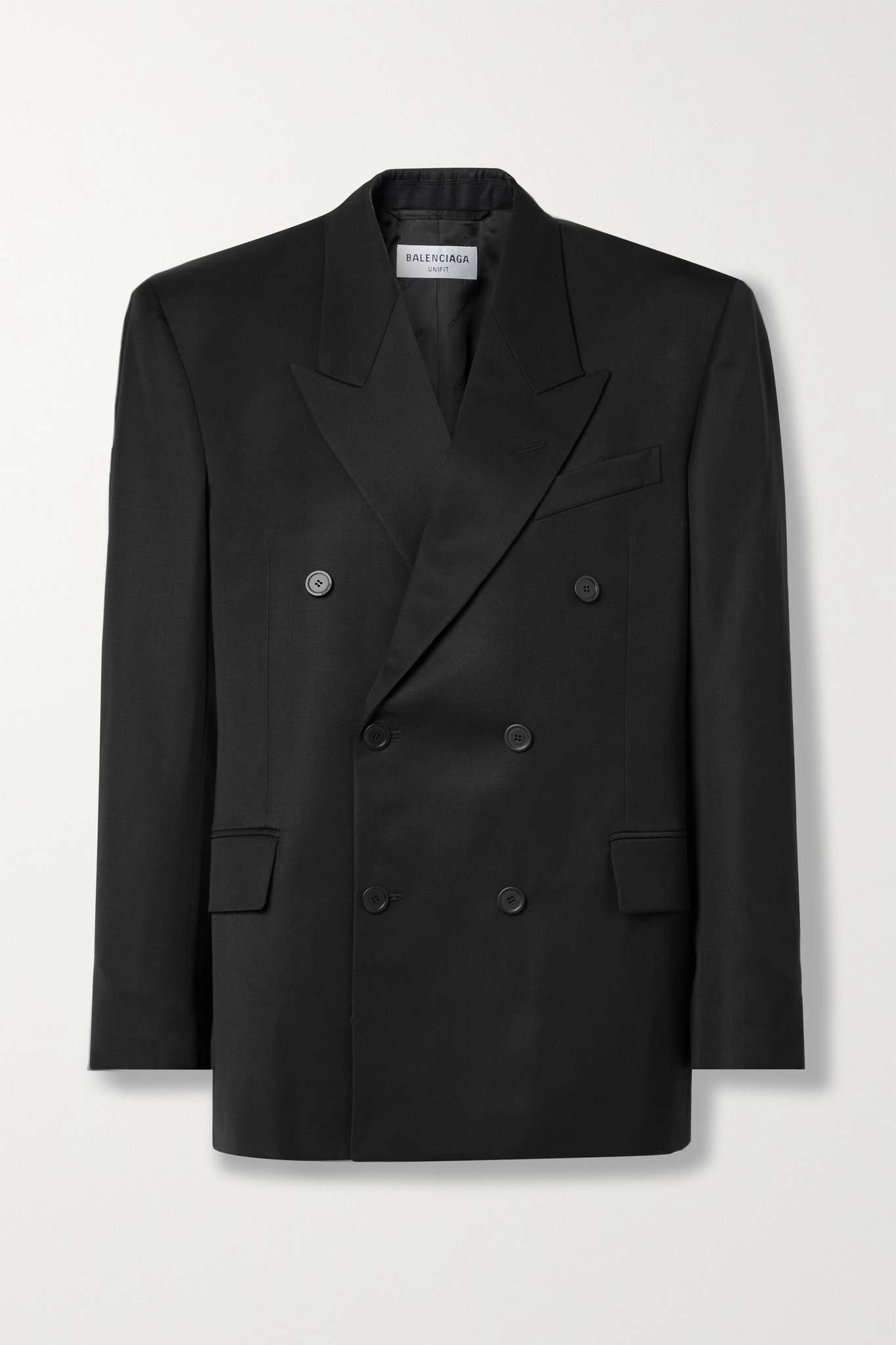 Double-breasted wool-twill blazer - 1