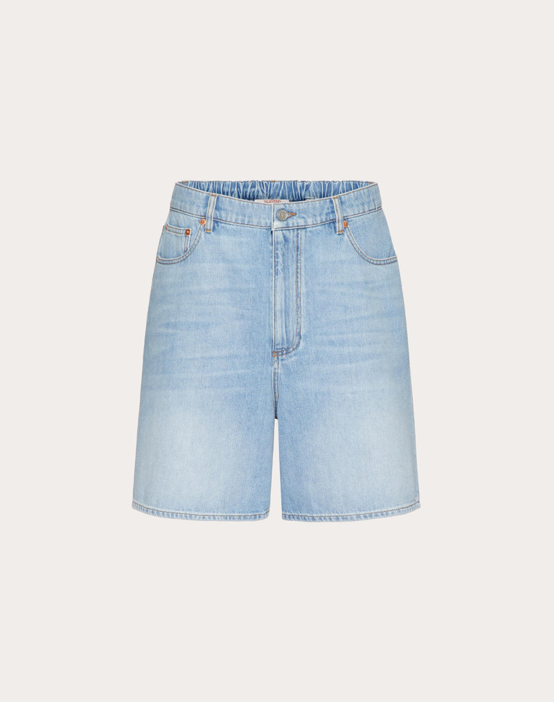 DENIM BERMUDA SHORTS WITH EMBOSSED VLOGO SIGNATURE 1