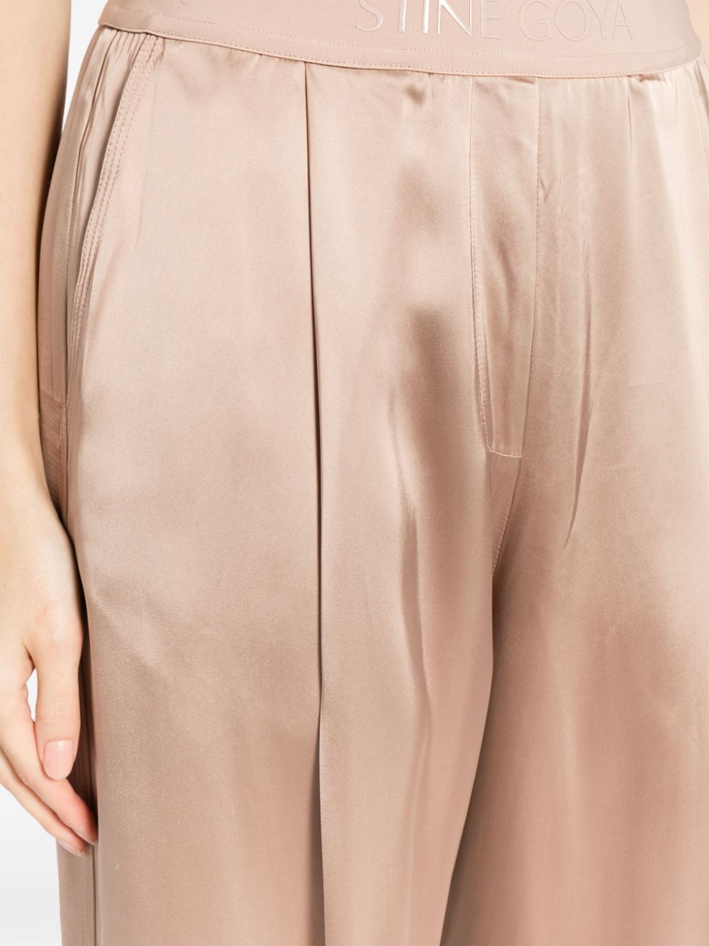 Ciara logo-waistband satin trousers - 5