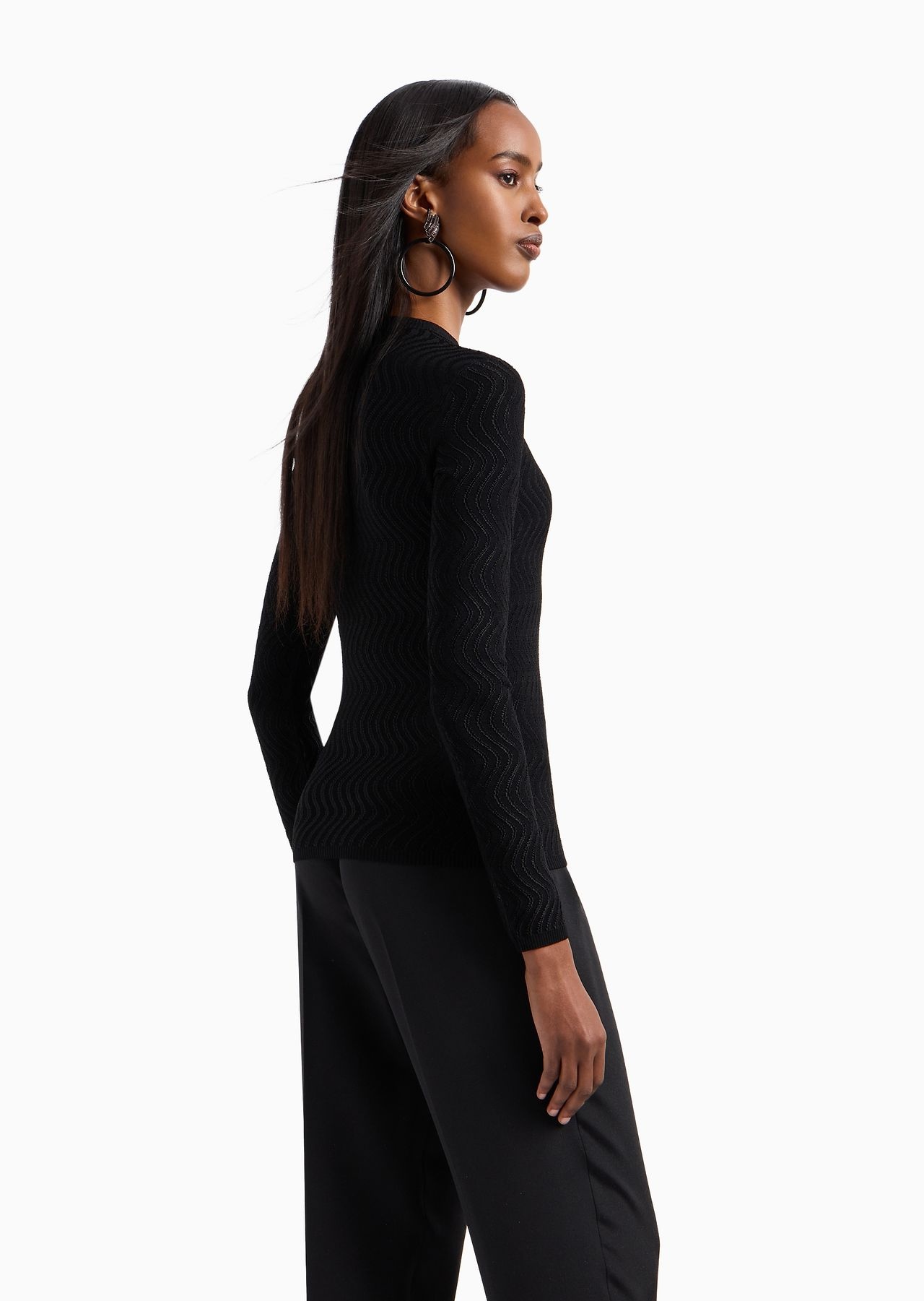 Crew-neck jumper in jacquard viscose - 5