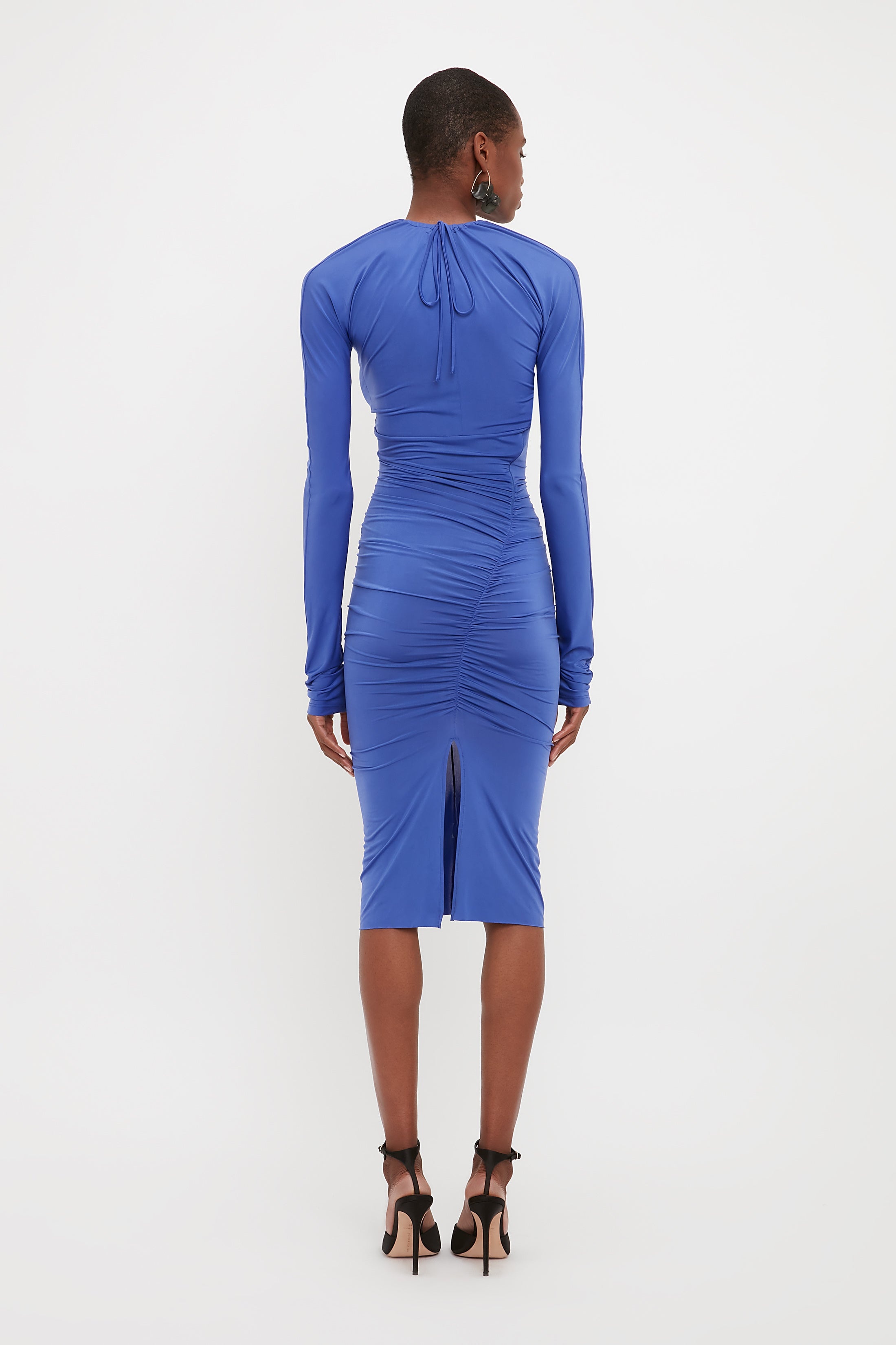 Long Sleeve Fitted Dress In Iris Blue - 9