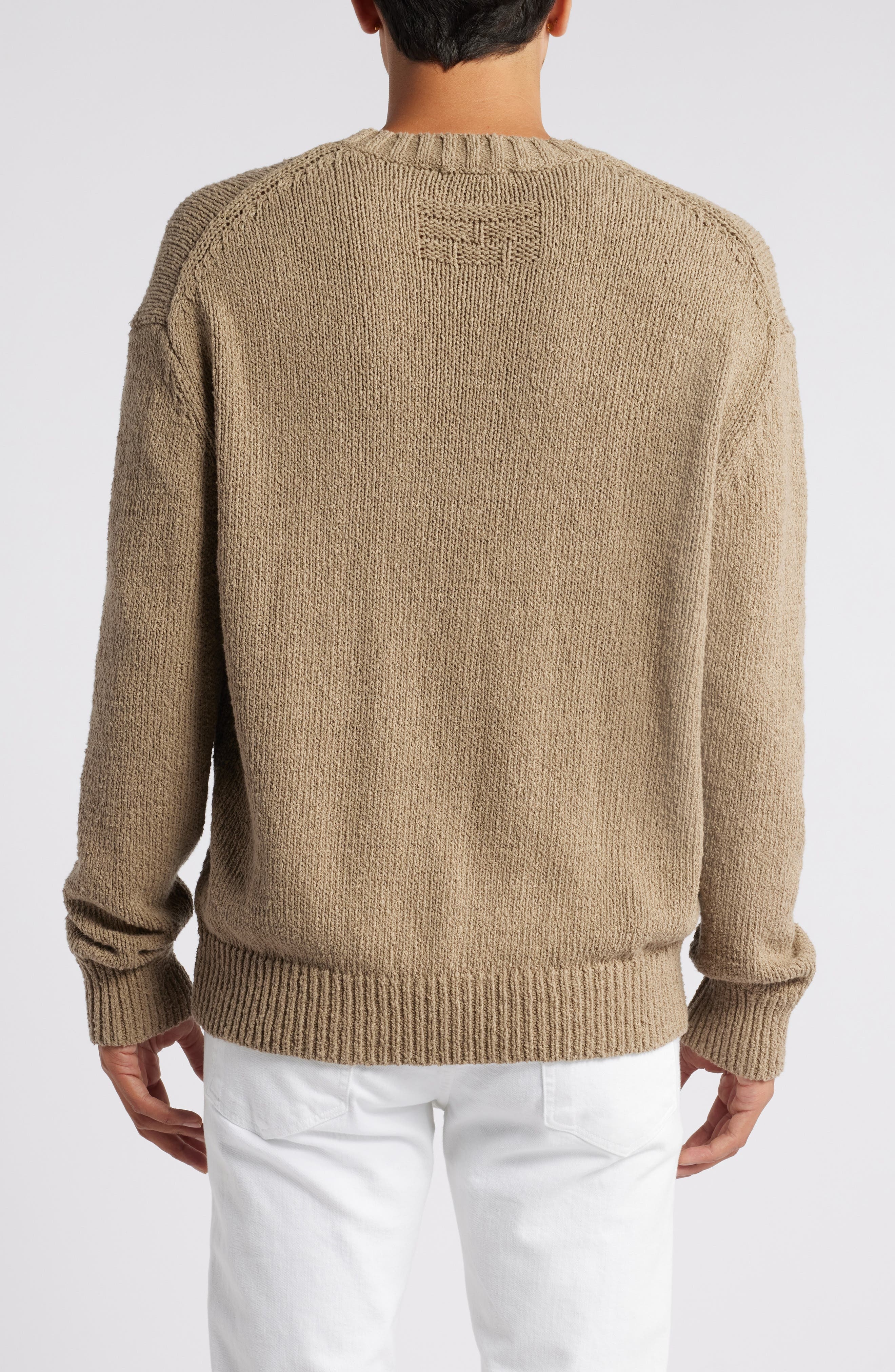 FRAME Slubbed Cotton Crewneck Sweater in Light Brown at Nordstrom - 2