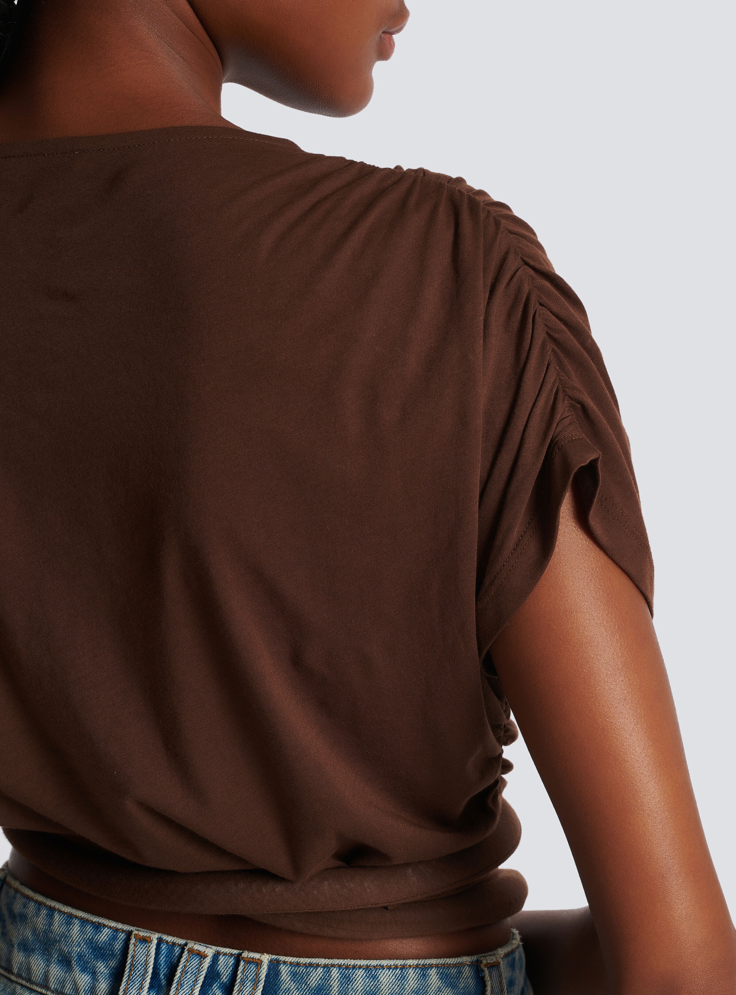 Draped jersey crop top - 8