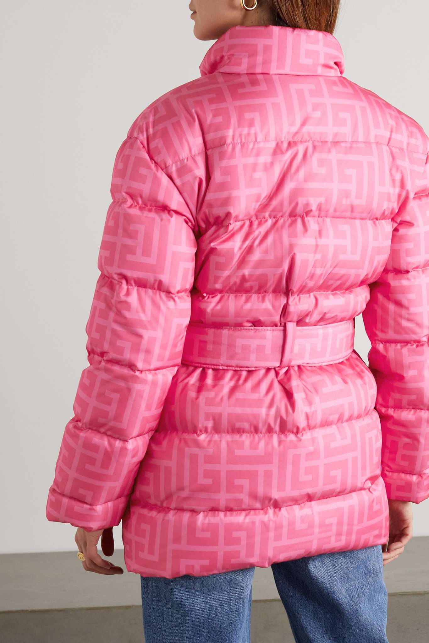 + Barbie belted quilted printed shell down jacket - 4