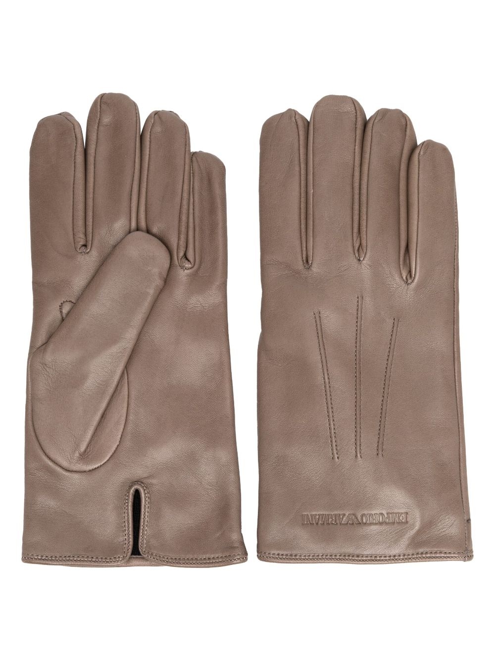 debossed-logo leather gloves - 1