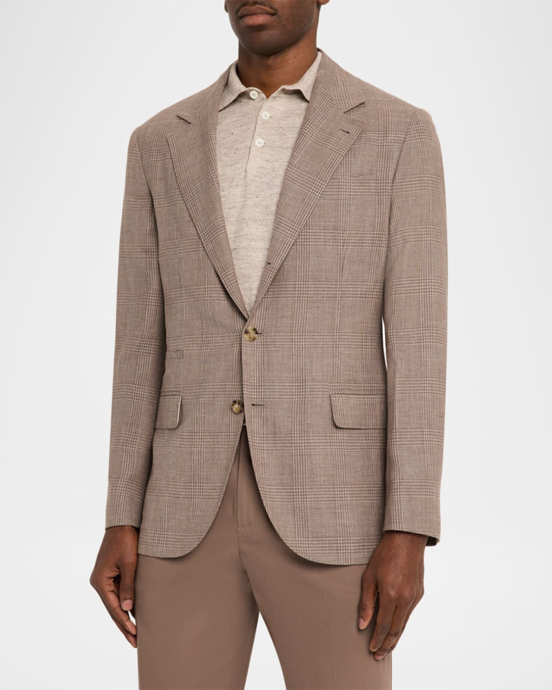 Men's Wool, Silk and Linen Glen Plaid Suit Jacket 4