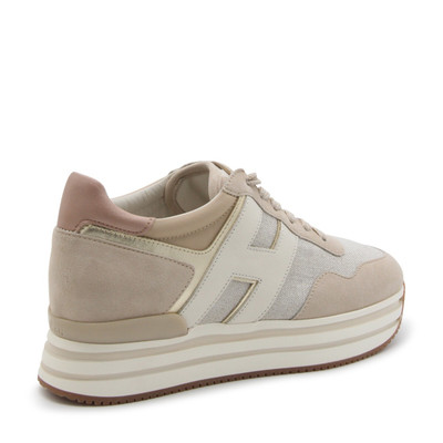 HOGAN beige and white suede midi sneakers outlook