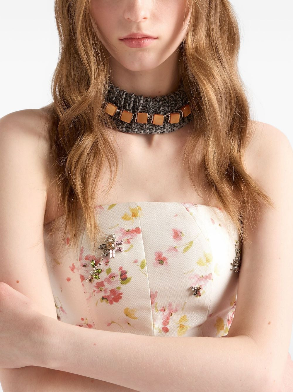 floral-print embellished dress - 5