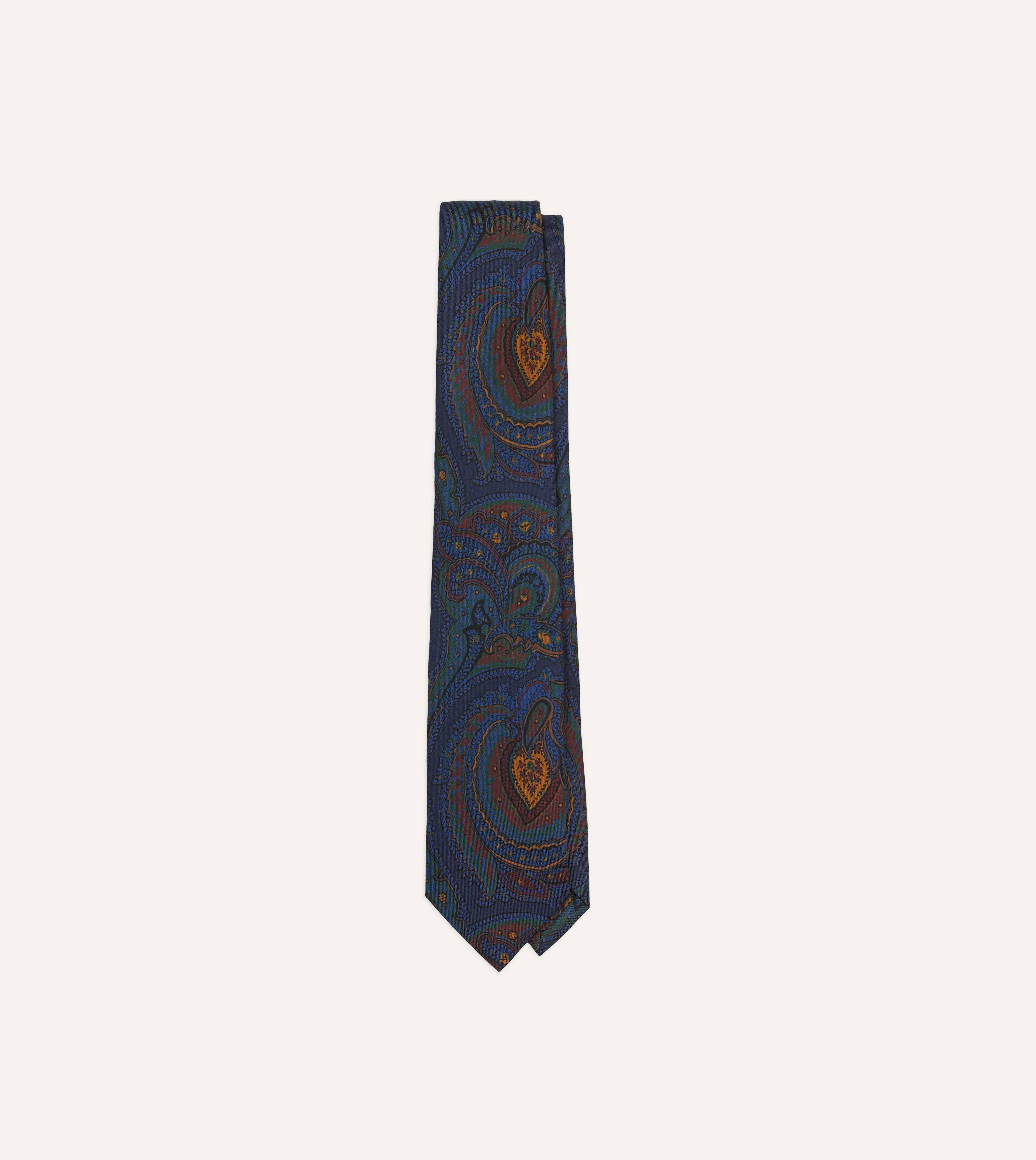 Purple Paisley Print Madder Silk Self-Tipped Tie - 1