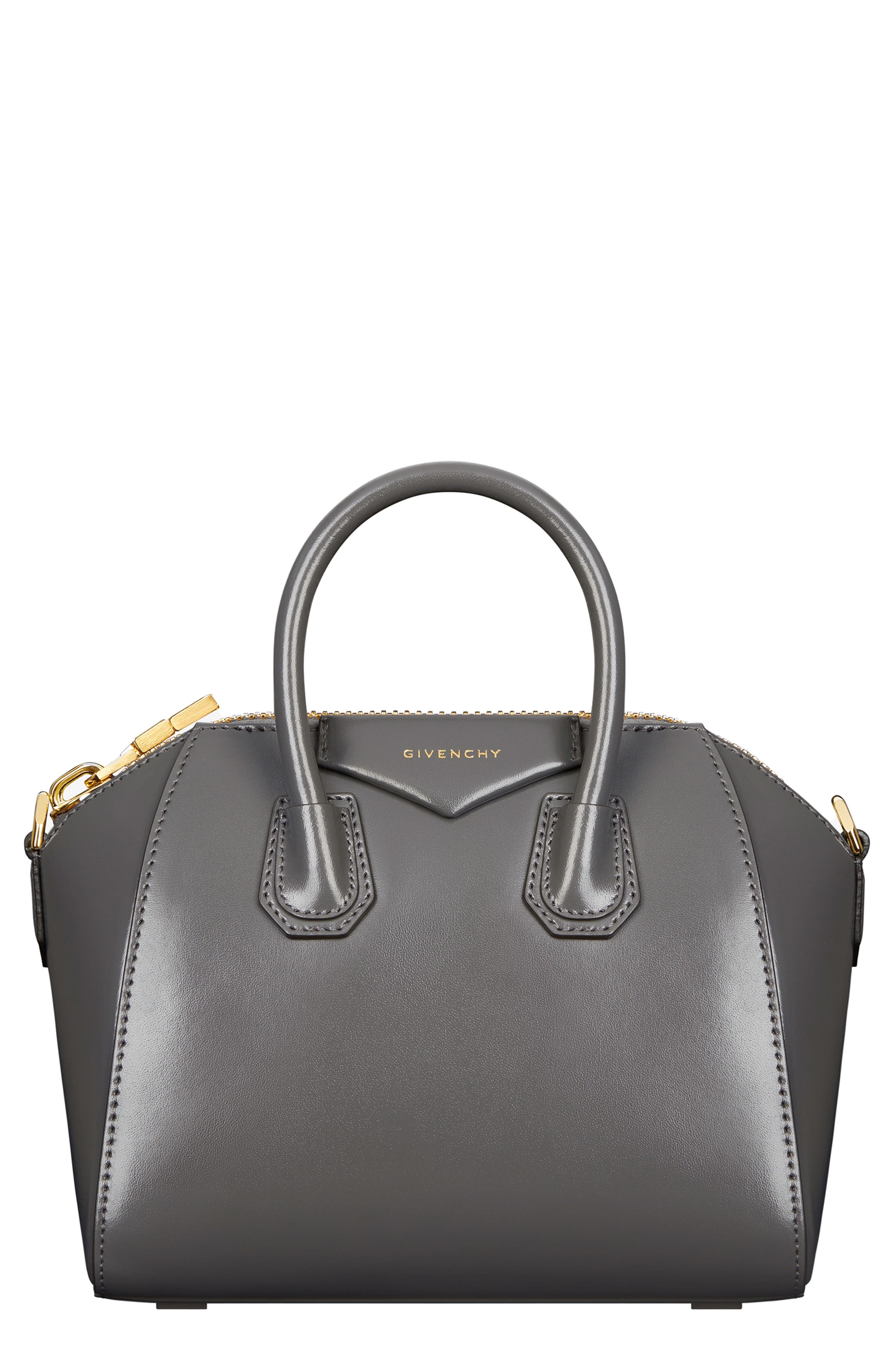 Givenchy Mini Antigona Leather Satchel in Charcoal at Nordstrom - 1