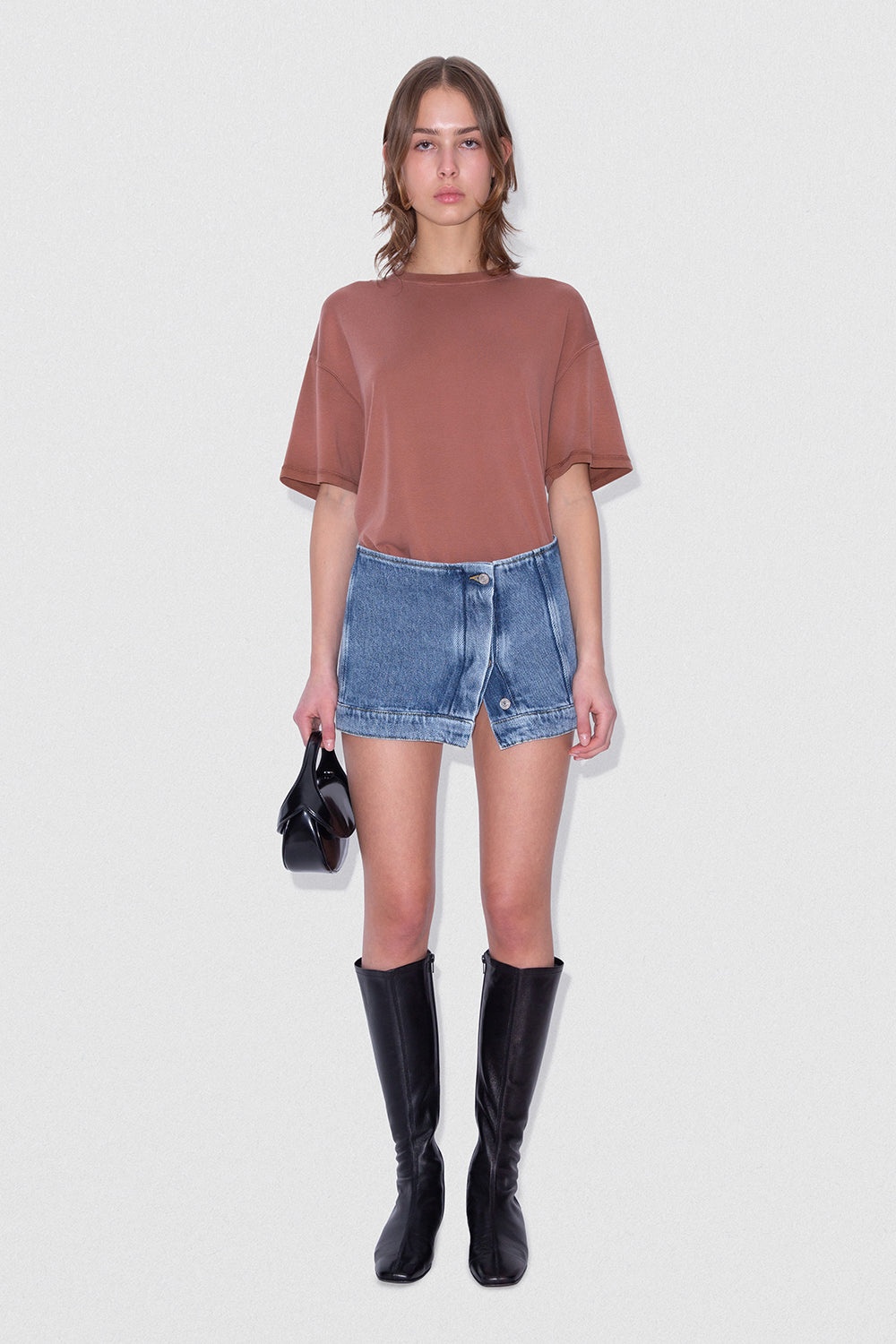 D DENIM MINI SKIRT STONE WASH DENIM - 2