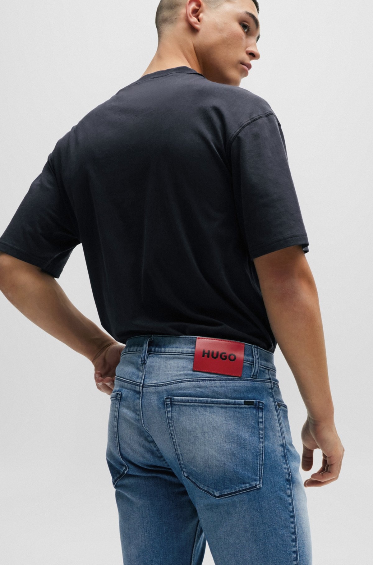 SLIM-FIT JEANS IN BLUE COMFORT-STRETCH DENIM - 5