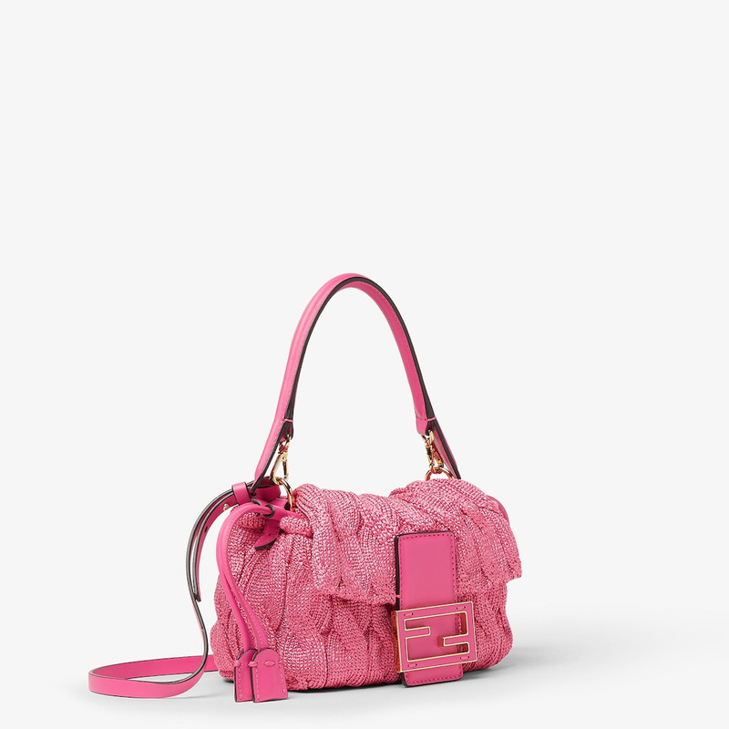 Mamma Baguette Small Fuchsia cable-knit mini-bag 2