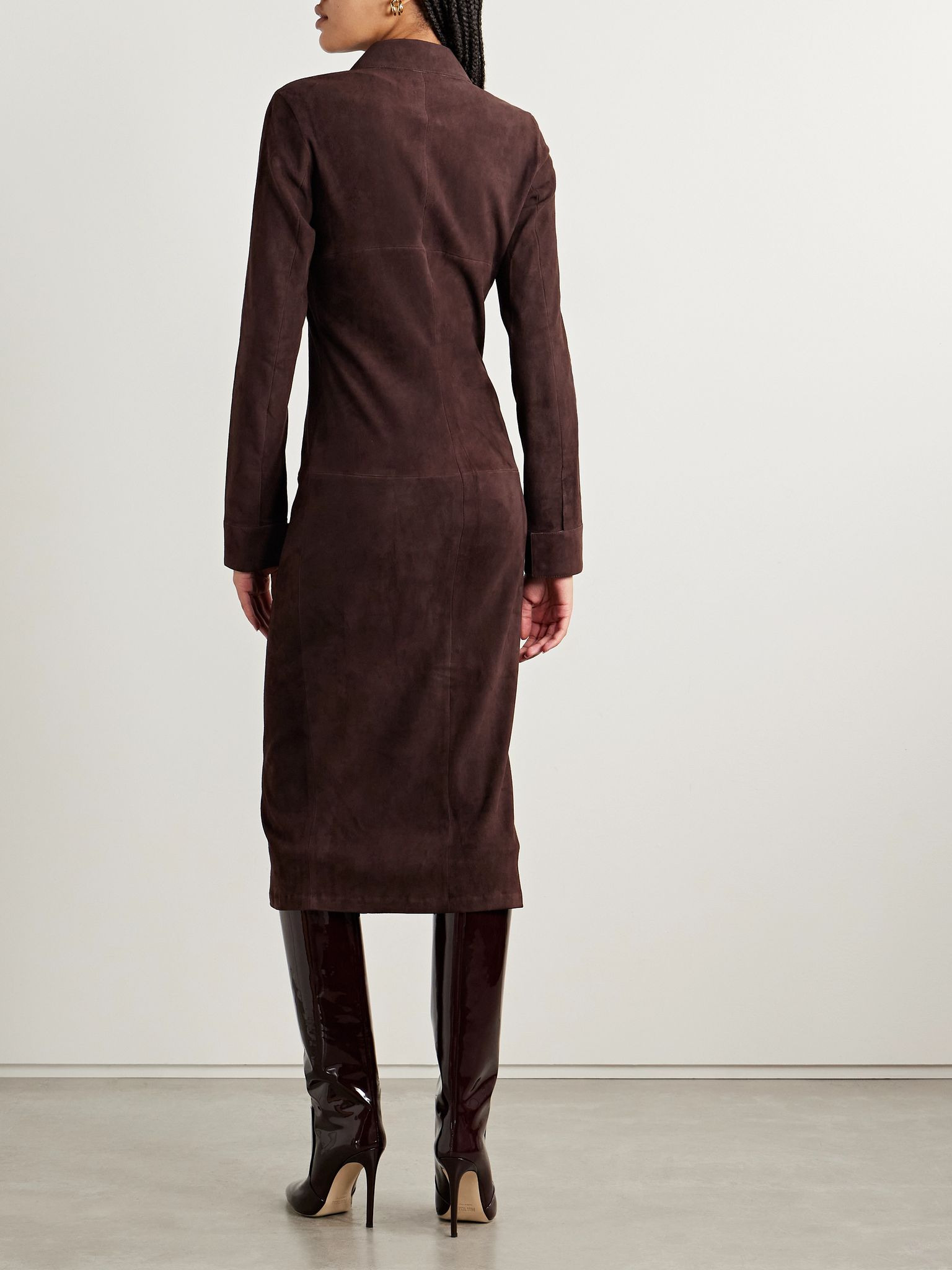 Becky suede midi shirt dress Brown - 3