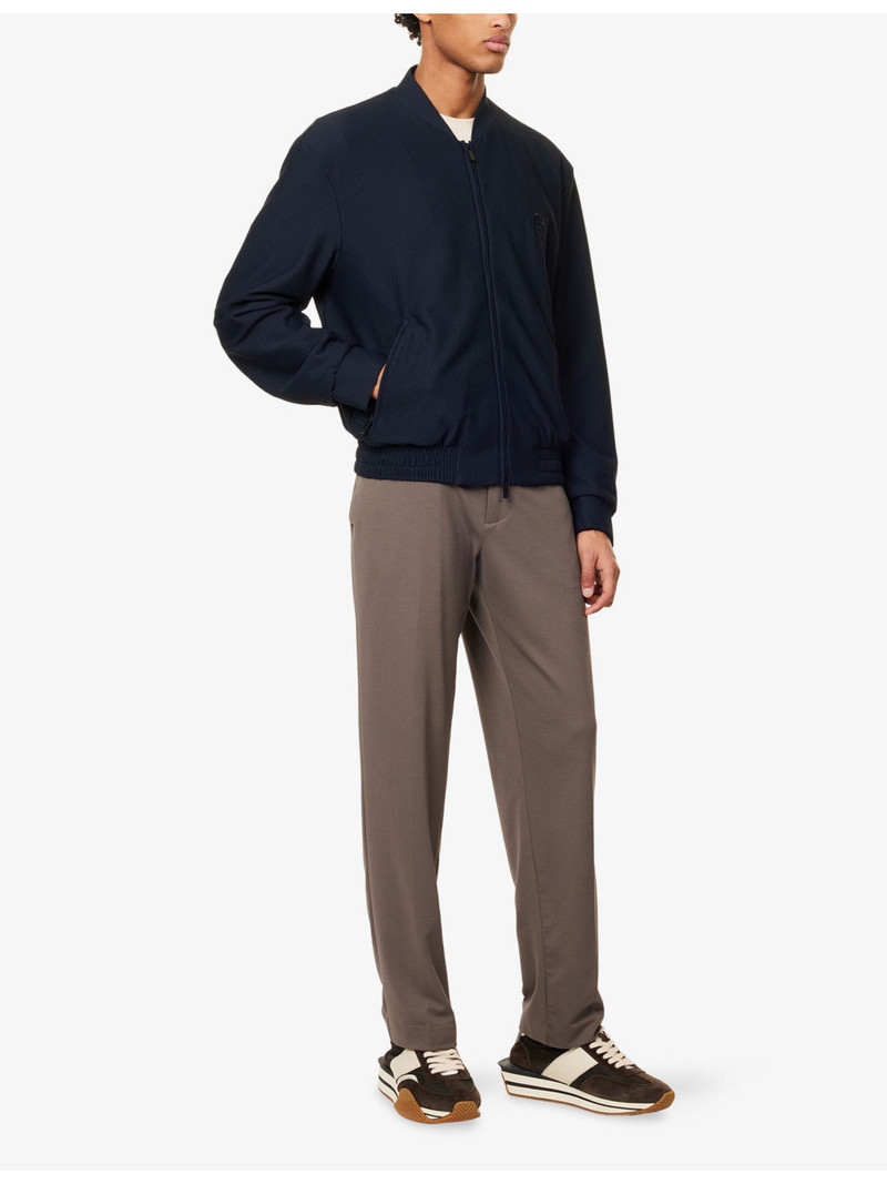 GIORGIO ARMANI Logo-Embellished Waffle-Texture Woven Bomber Jacket outlook