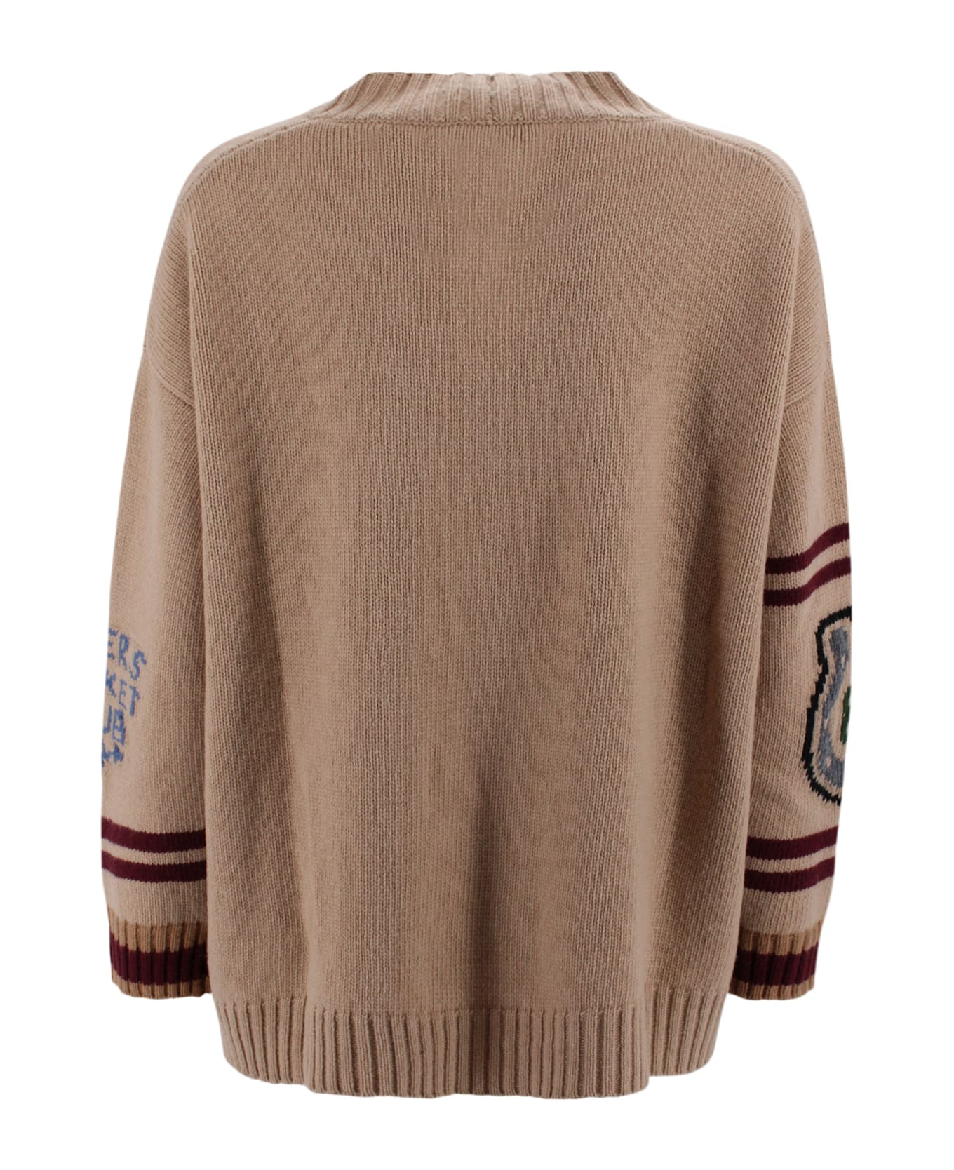 Oversized Cardigan In Beige Wool Yarn - 2