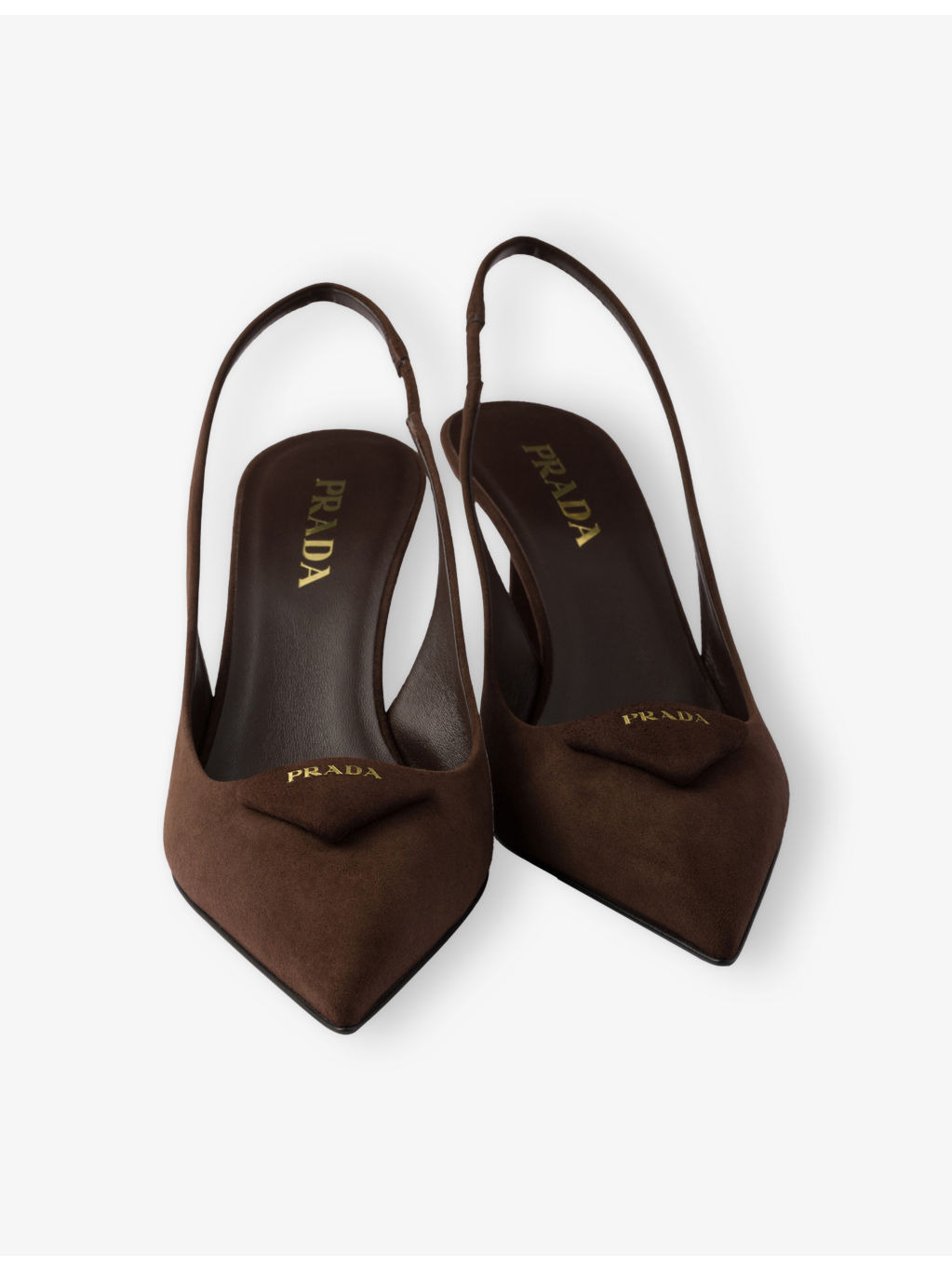 Triangle-Logo Suede Slingback Pumps - 5
