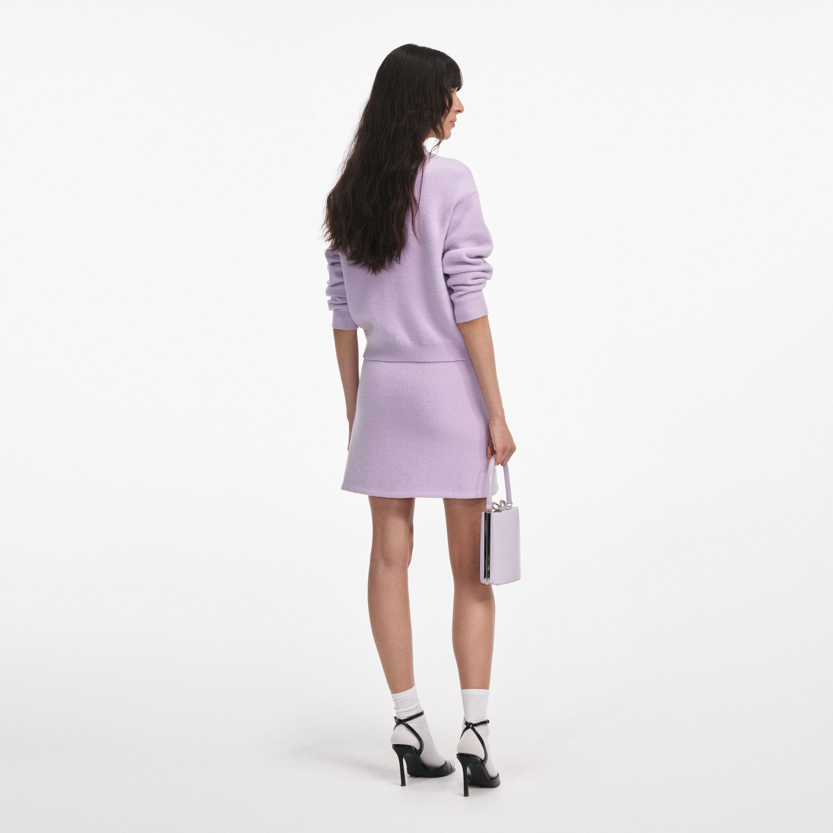 Lilac Crystal Trim Knit Skirt - 3