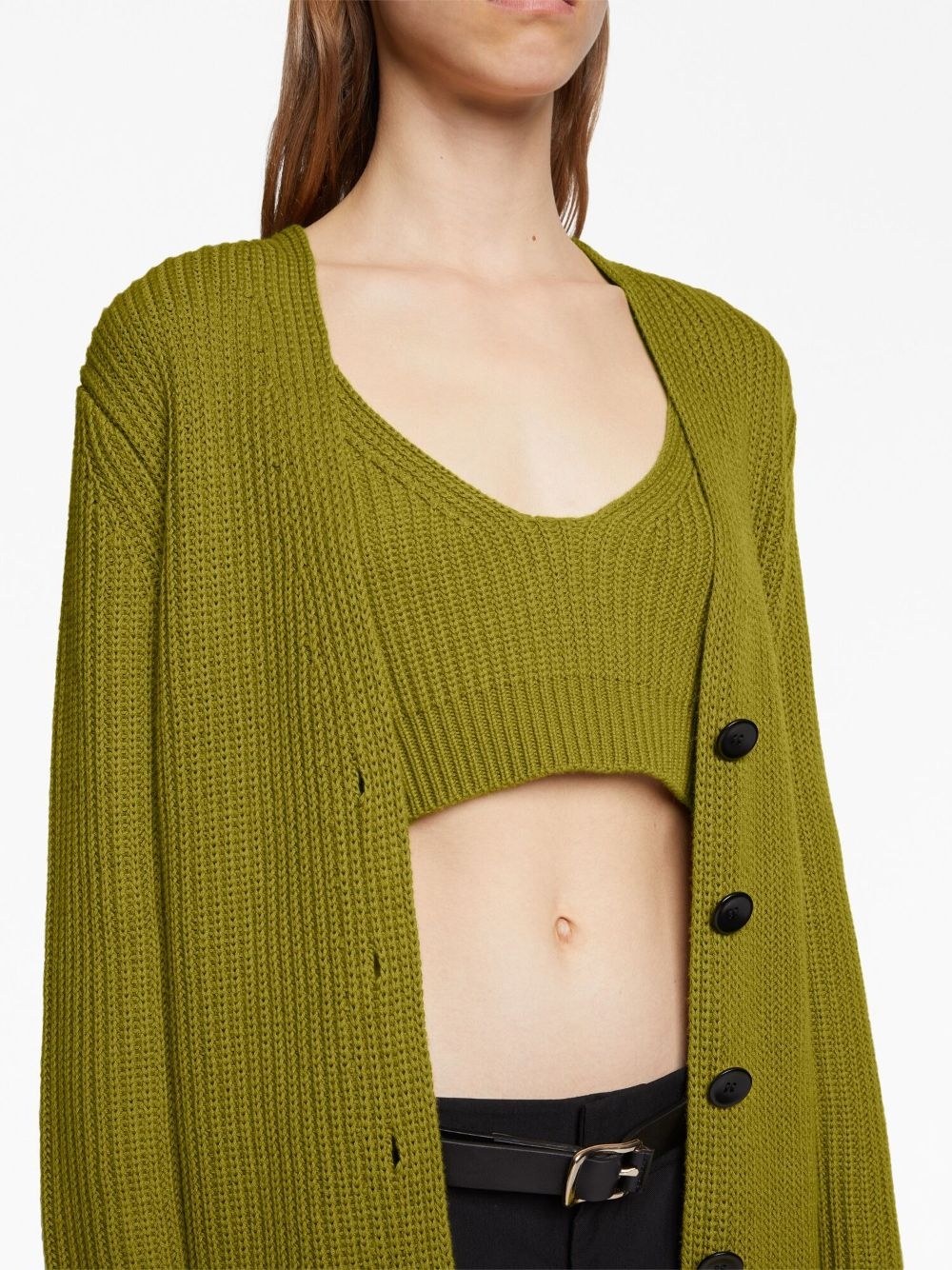 ribbed-knit belted cardigan - 5