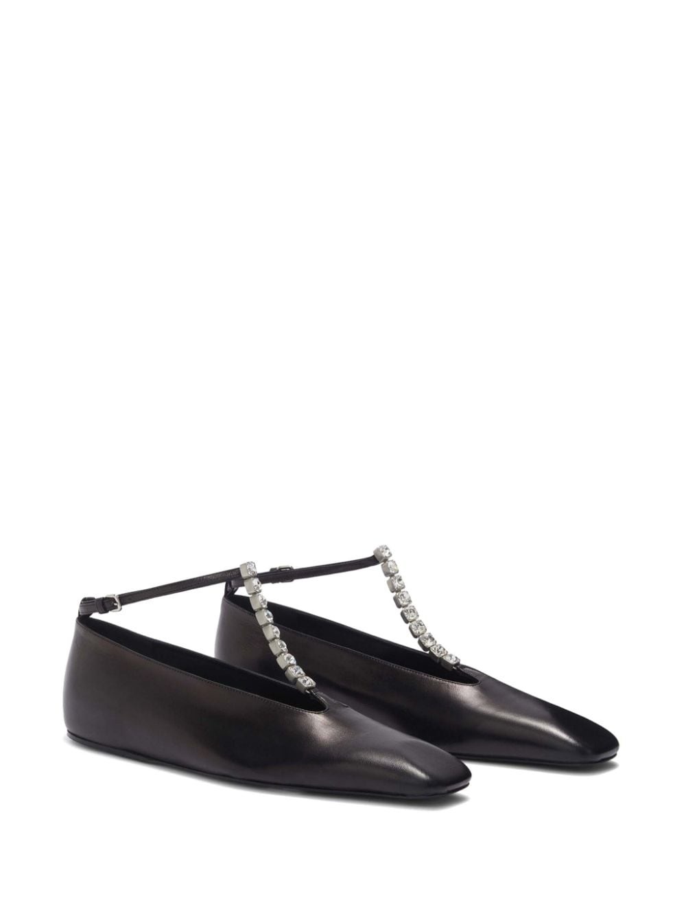 crystal-embellished leather ballerina shoes - 2