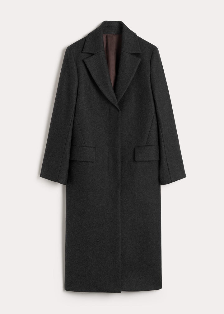 Shearling-collar coat charcoal mélange - 7