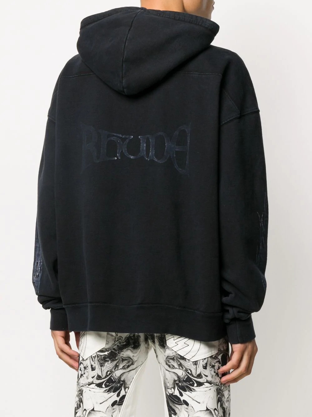 logo-print cotton hoodie - 4