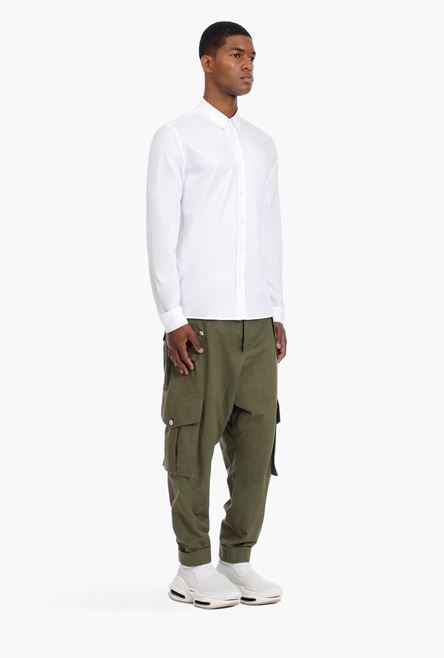 Khaki cotton cargo pants - 5