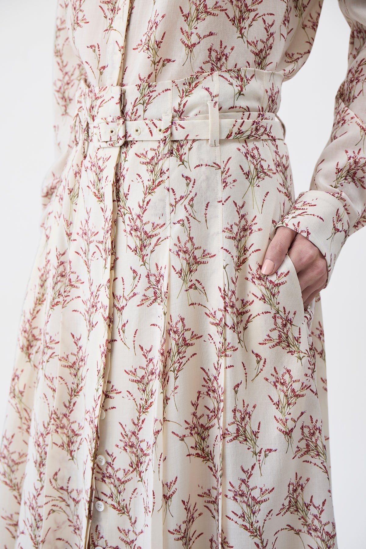 Dugald Pleated Skirt in Ivory Multi Wool - 5
