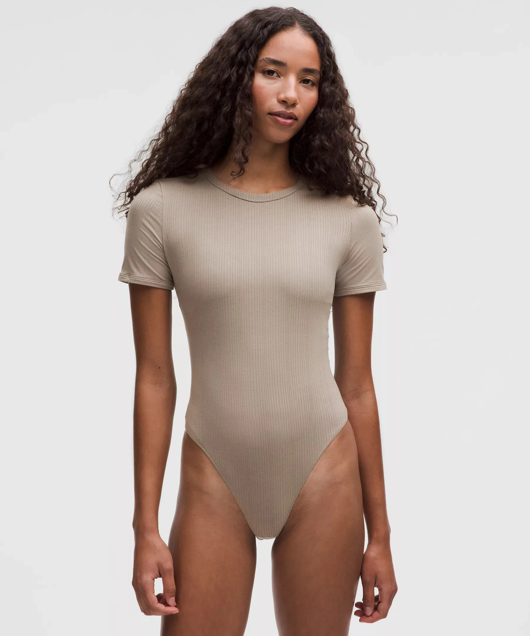 Stretch Cotton Ribbed Short-Sleeve Bodysuit - 1