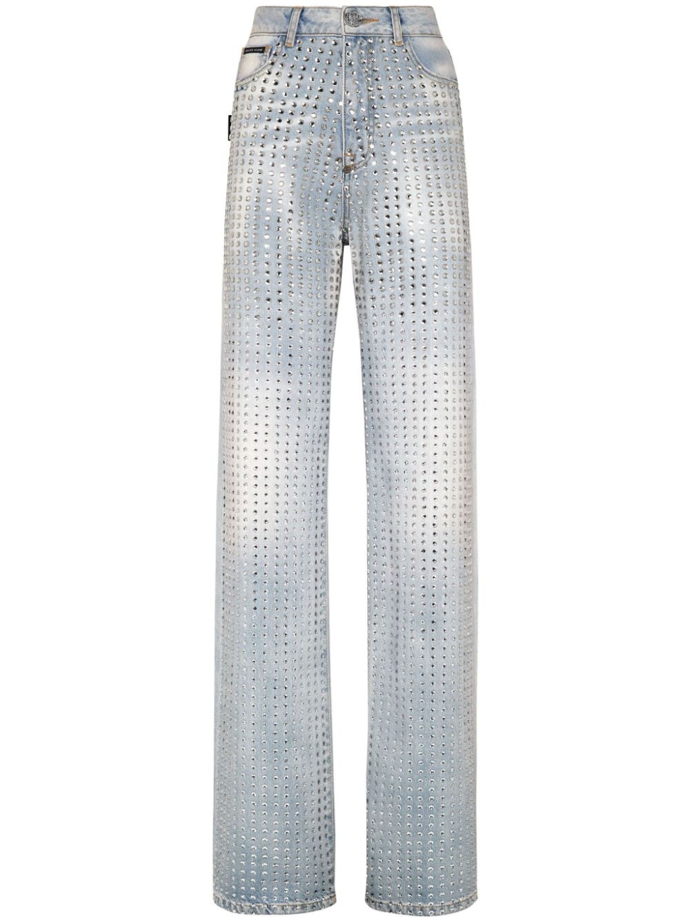 crystal-embellishment pinstripe jeans - 1