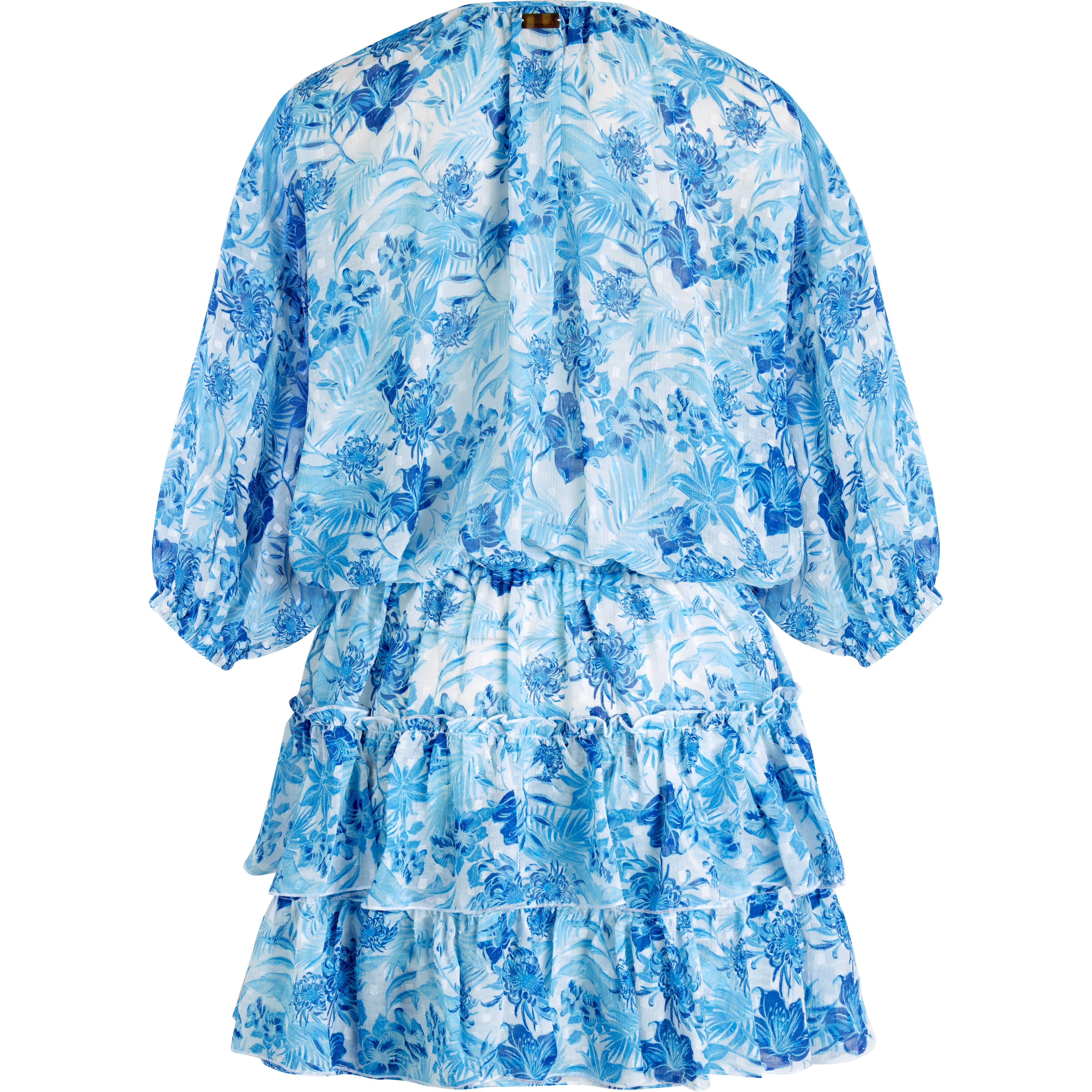 Women Ruffles MIni Dress Tahiti Flowers - 2