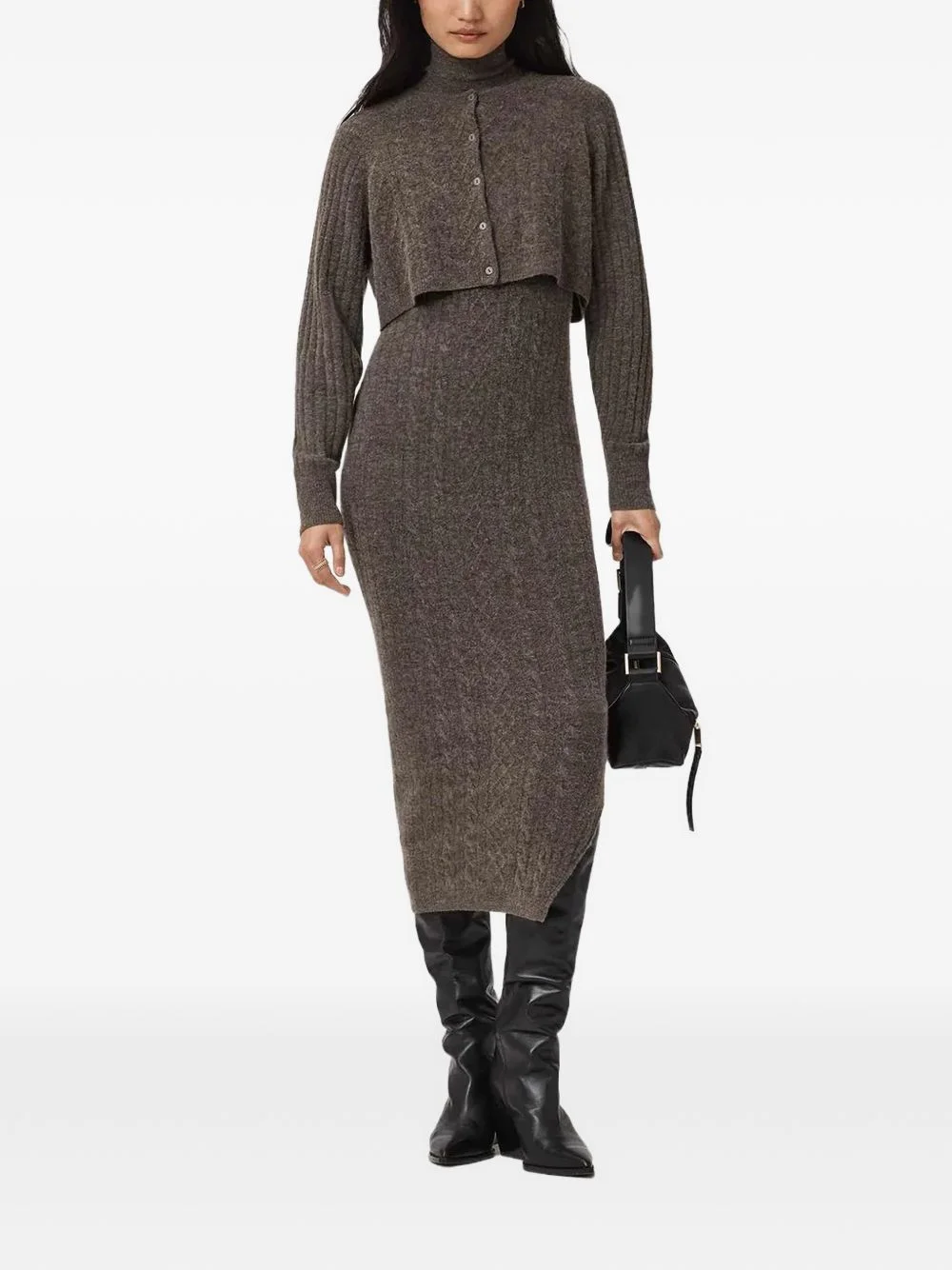 Sabine roll-neck cardigan dress set - 1