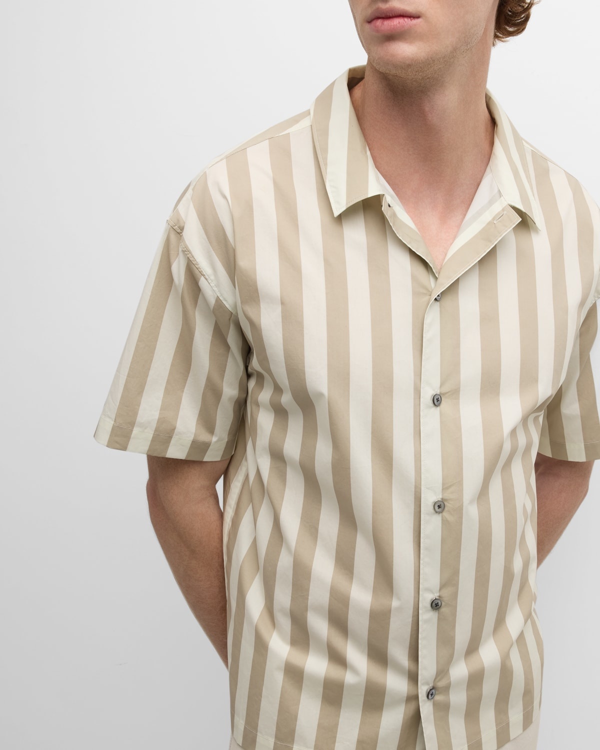 Men's Striped Cotton Camp Shirt - 6