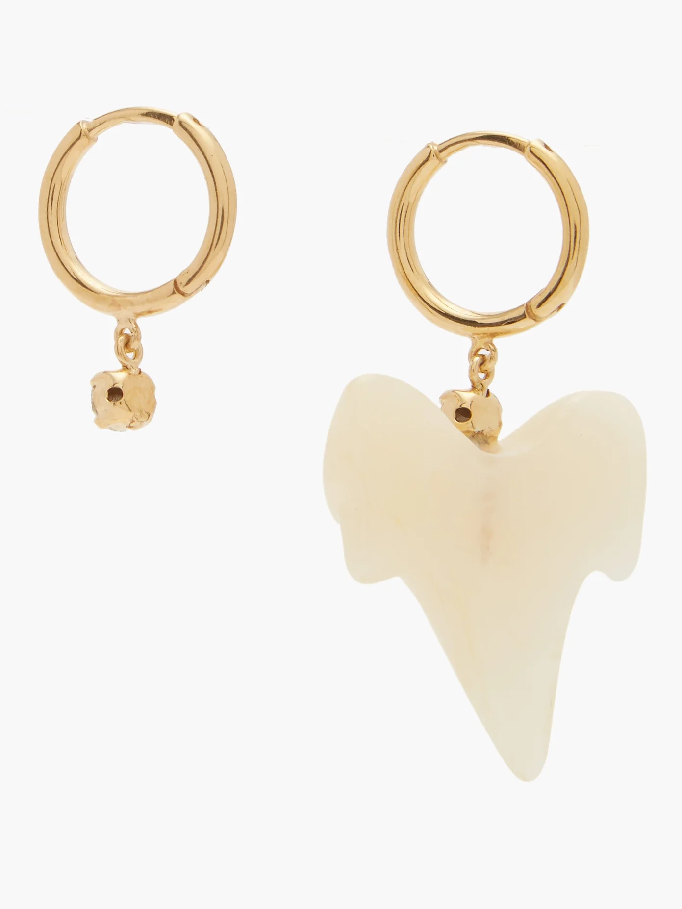 Mismatched tooth & crystal hoop earrings - 5