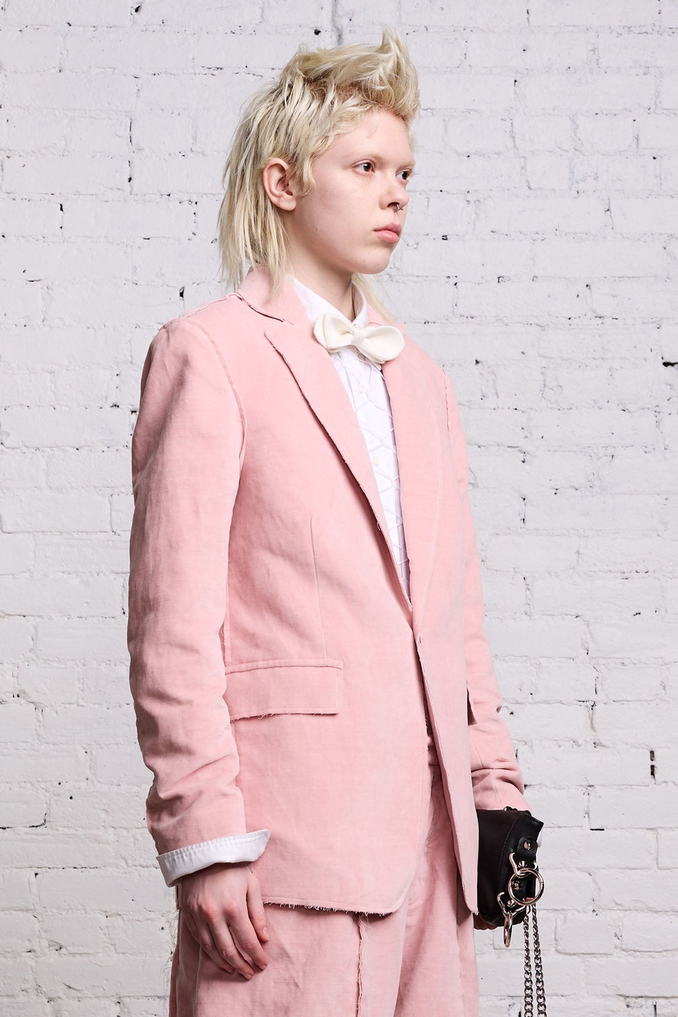 RAW CUT SHRUNKEN BLAZER - PINK VELVET - 5