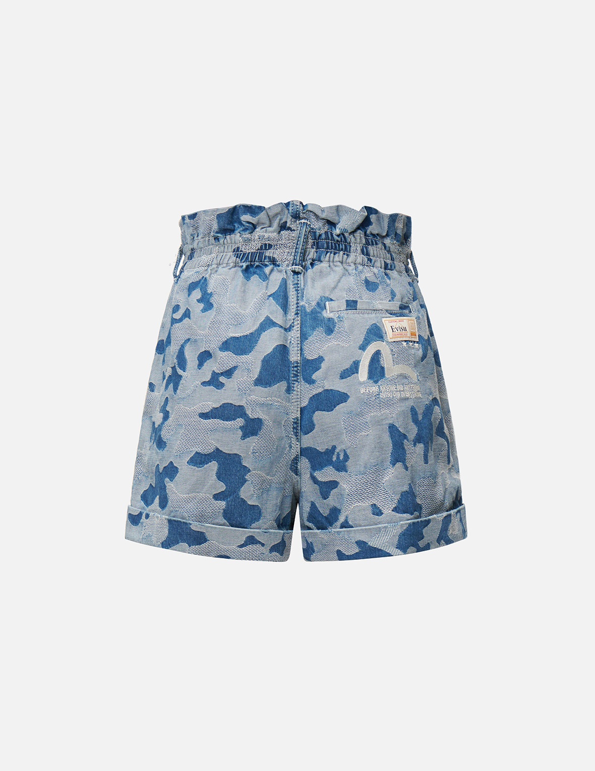 ALLOVER CAMOUFLAGE JACQUARD PAPERBAG DENIM SHORTS - 1