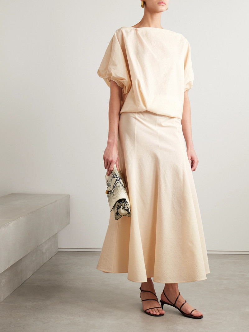 KHAITE Lenno Silk And Cotton-blend Midi Skirt outlook