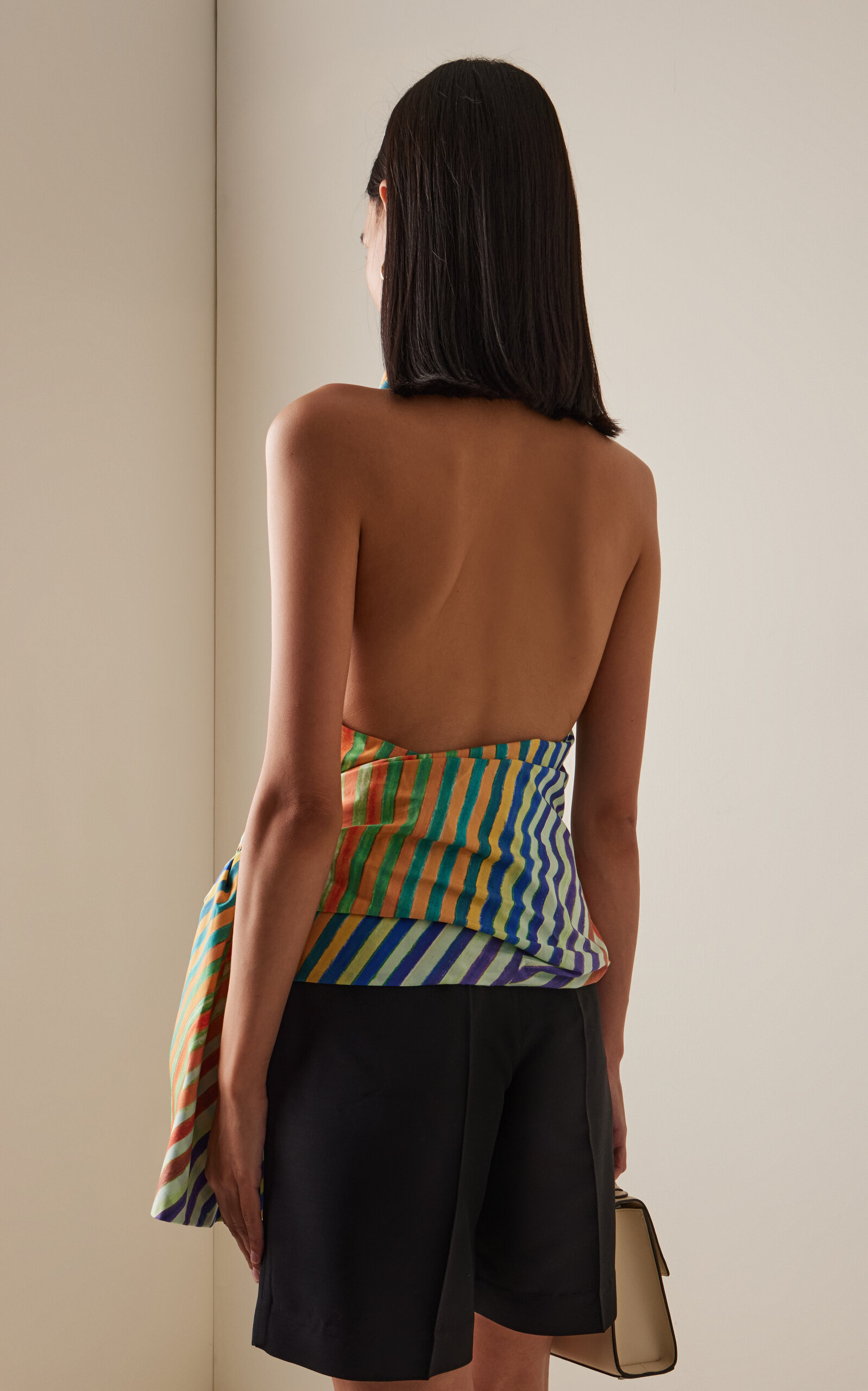 Crayon-Striped Cotton-Poplin Sarong Top stripe - 5