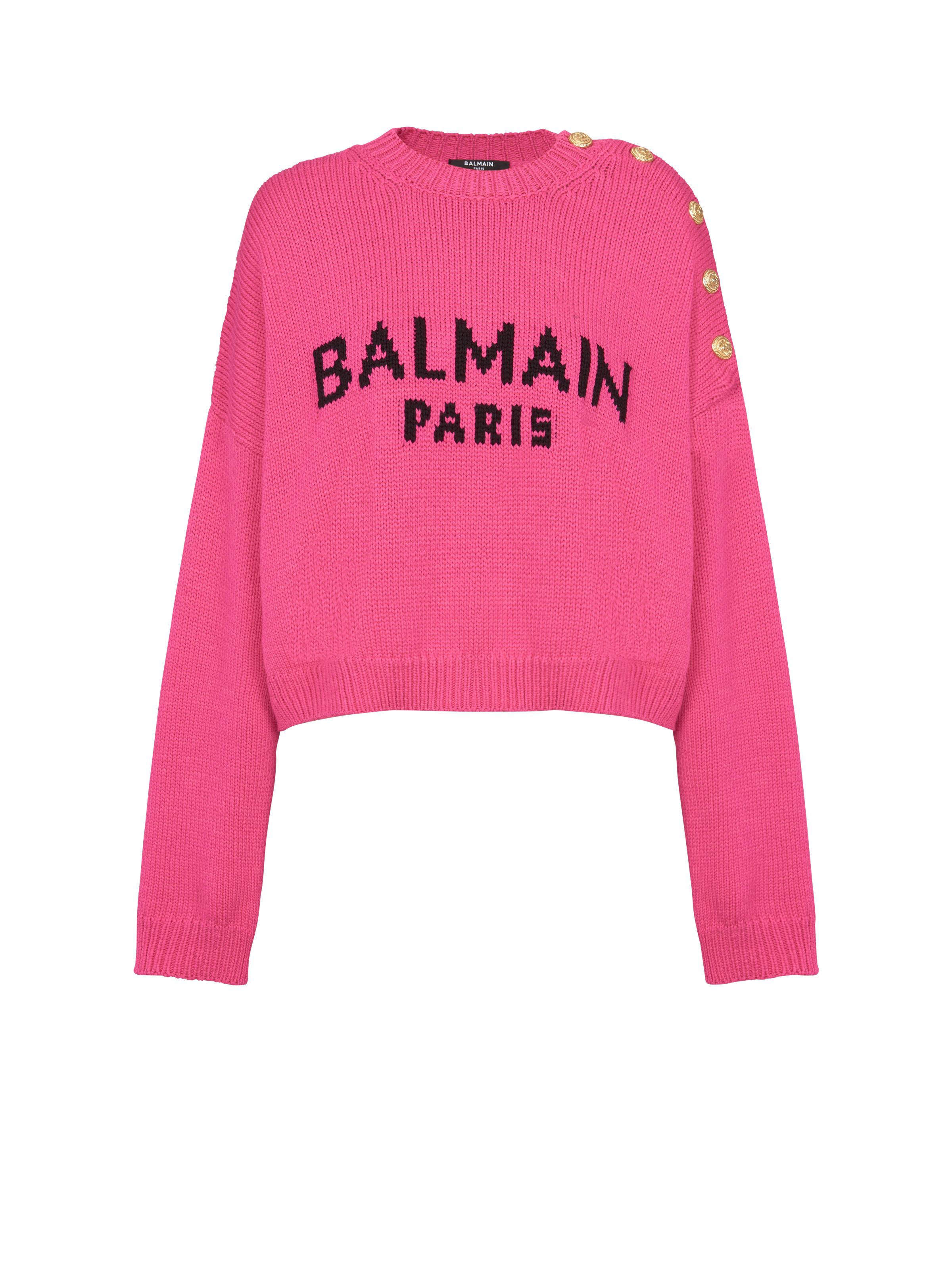 Balmain logo cropped knit jumper - 1