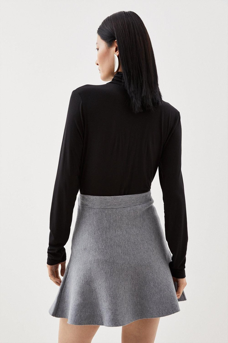 Compact Wool Look Knit Flippy Mini Skirt 3