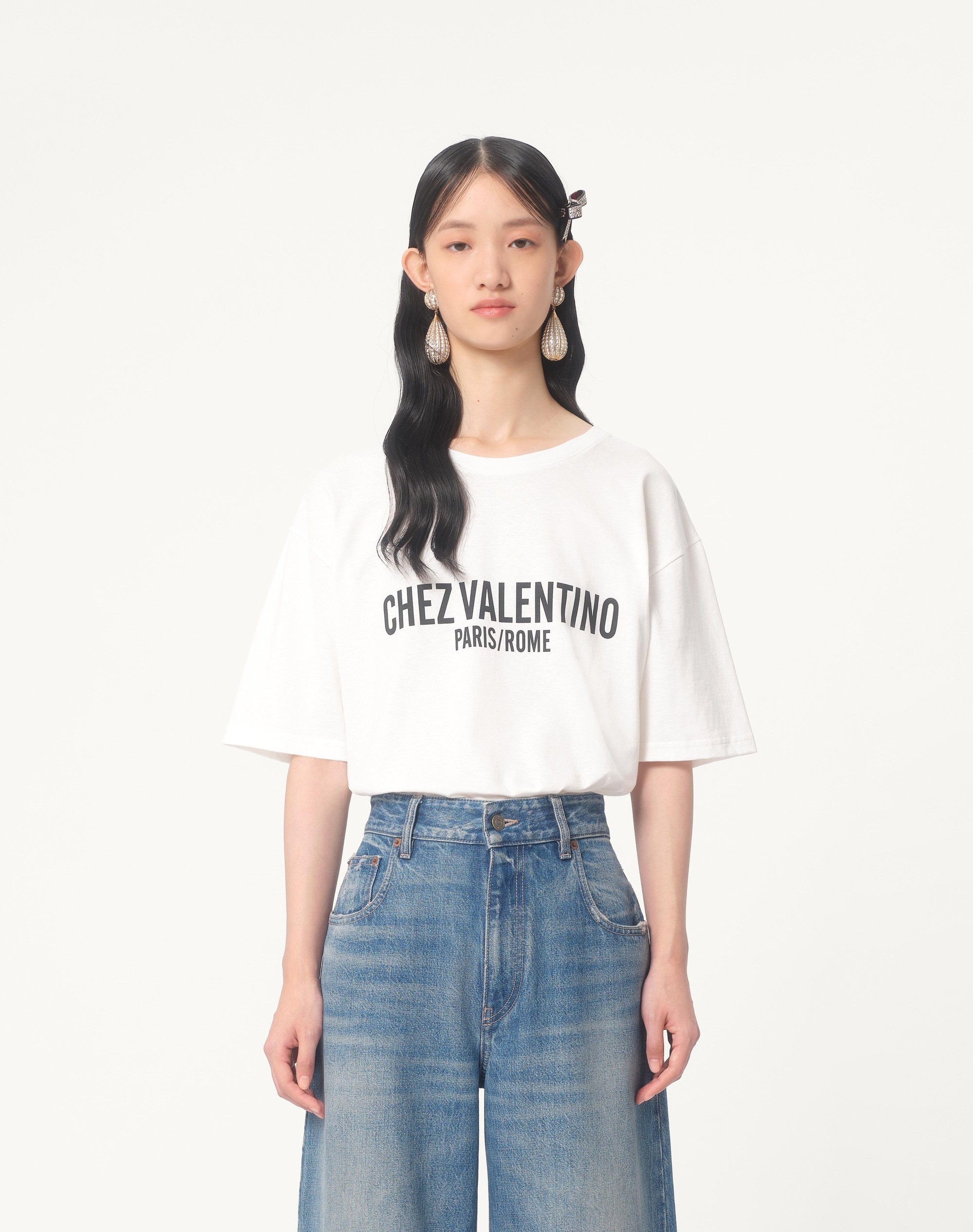 JERSEY COTTON T-SHIRT WITH CHEZ VALENTINO PRINT - 6