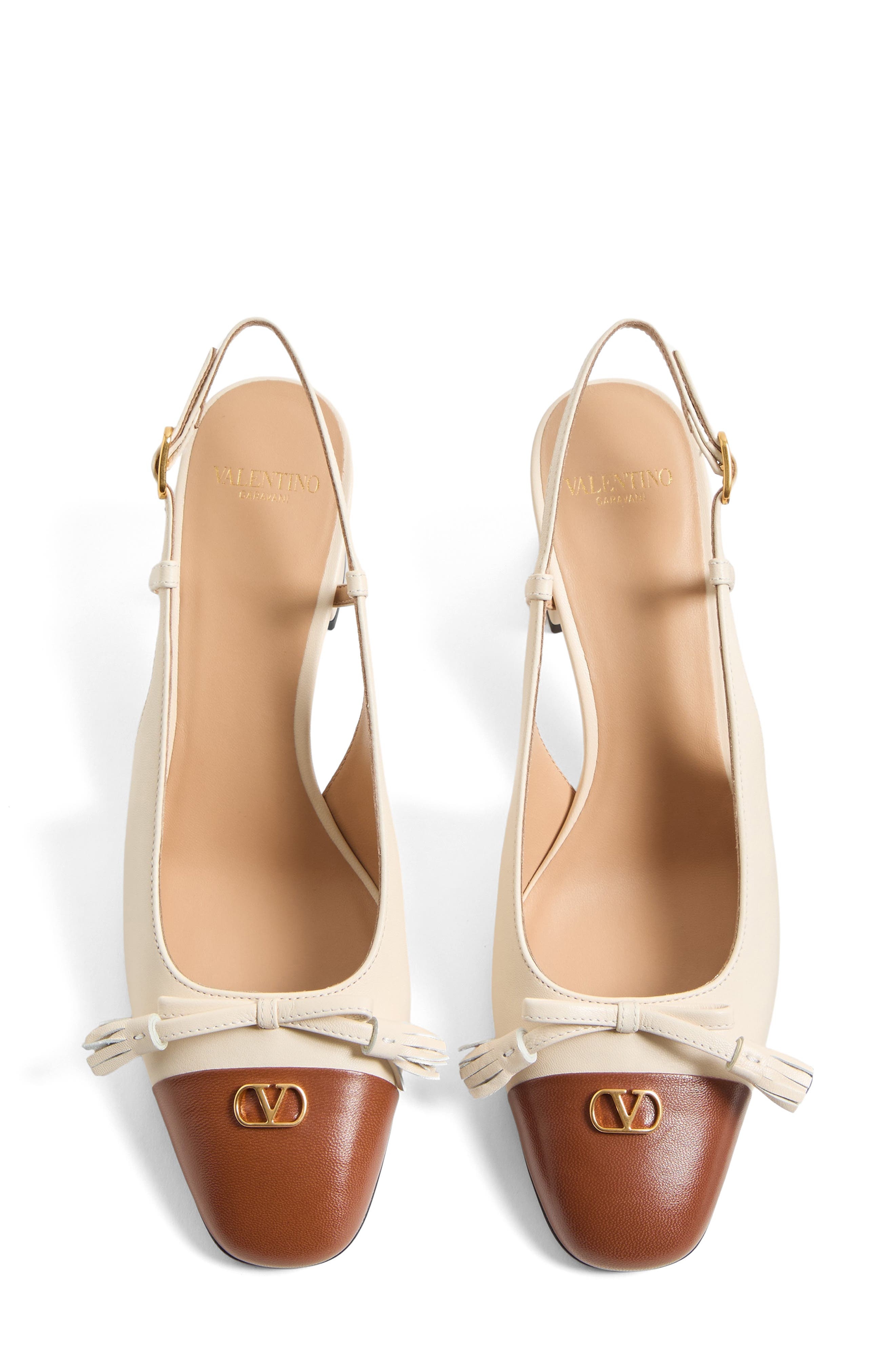 Valentino Garavani Valet du Roi Slingback Pump in Butter White/Tobacco at Nordstrom - 3